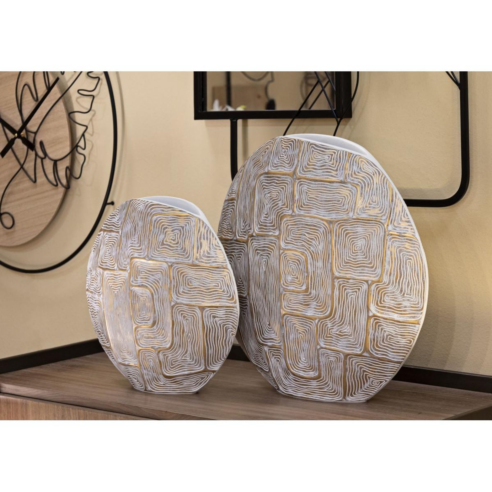 Voir la diapositive 6 : Paris Prix Vase design en résine  elips  48cm or