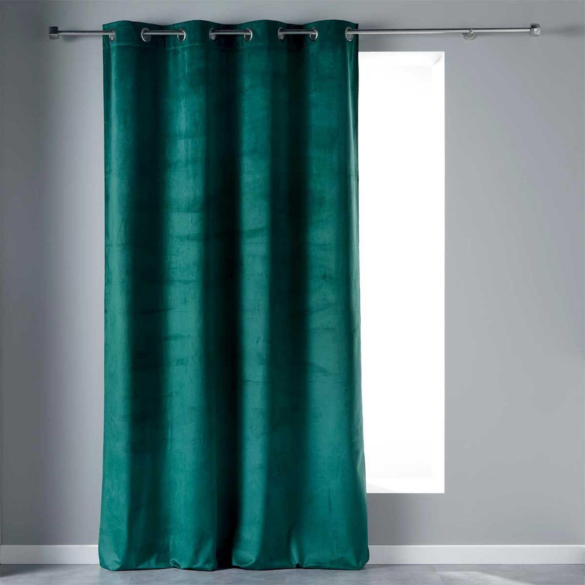 Douceur d'Intérieur Rideau à œillets  velvetine  140x240cm bleu pétrole