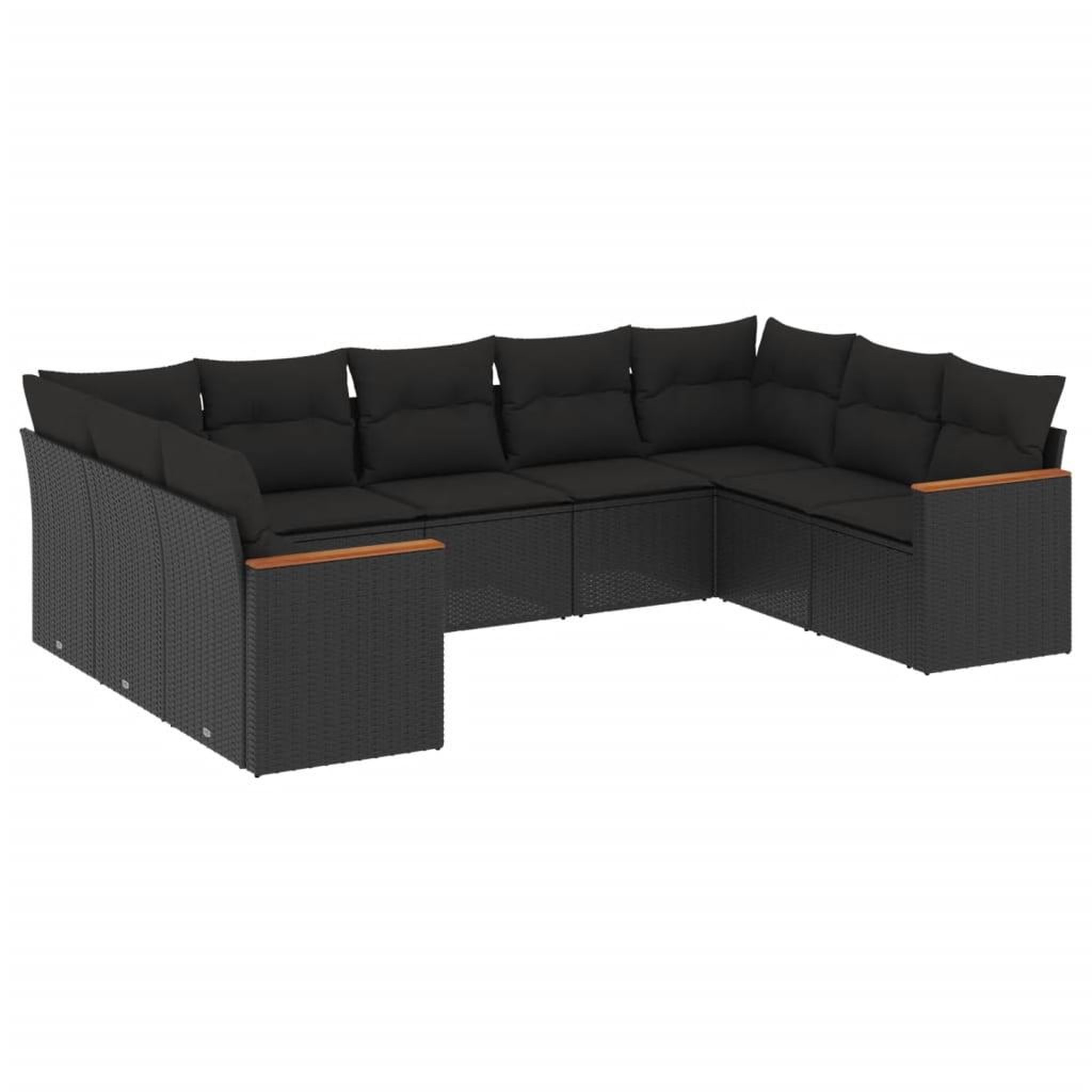 Voir la diapositive 2 : VIDAXL Salon de jardin 9 pcs avec coussins noir resine tressee