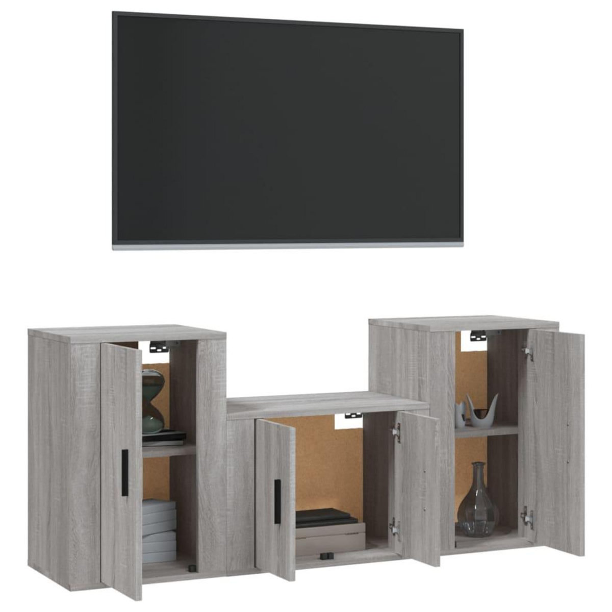 VIDAXL Ensemble de meubles TV 3 pcs Sonoma gris Bois d'ingenierie
