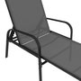 Voir la diapositive 6 : ID MARKET Lot de 2 transats de jardin inclinables FIDJI en acier noir et toile gris anthracite