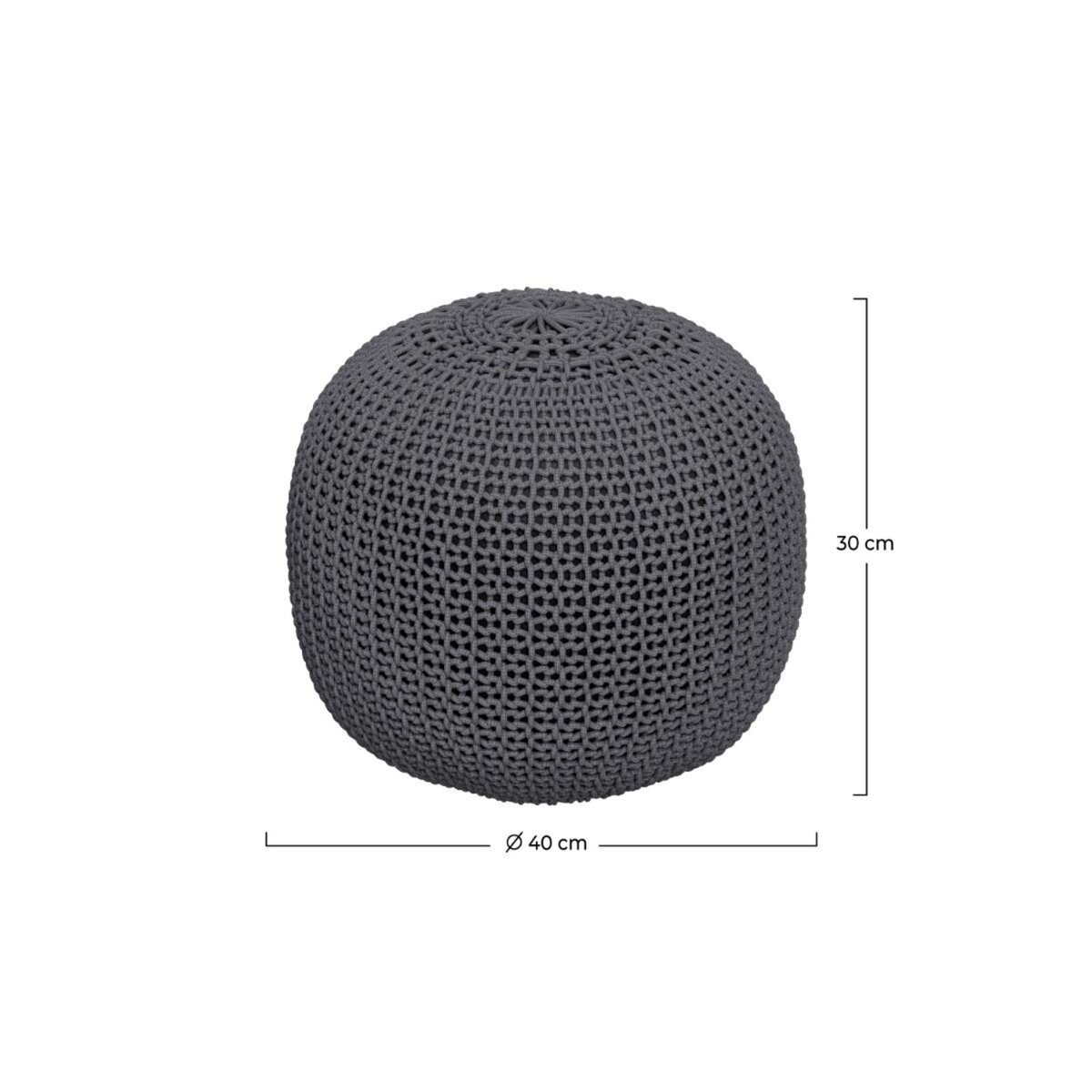 Rendez vous déco Pouf tricot rond en coton jaune moutarde D40 cm - Elisa