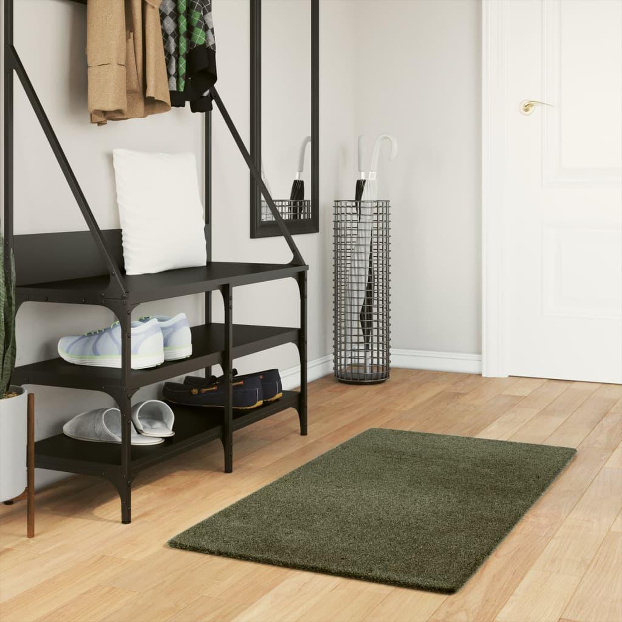 VIDAXL Tapis HUARTE a poils courts doux et lavable vert foret 60x110cm
