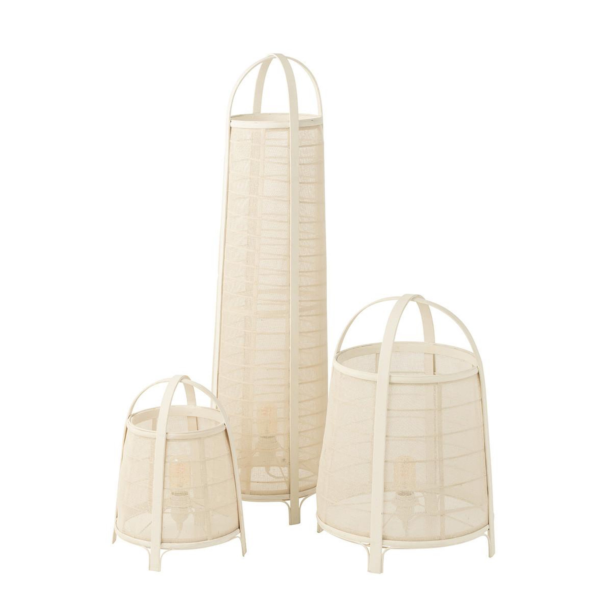 Voir la diapositive 4 : J-LINE Lampe à poser en bambou  rya  35cm blanc