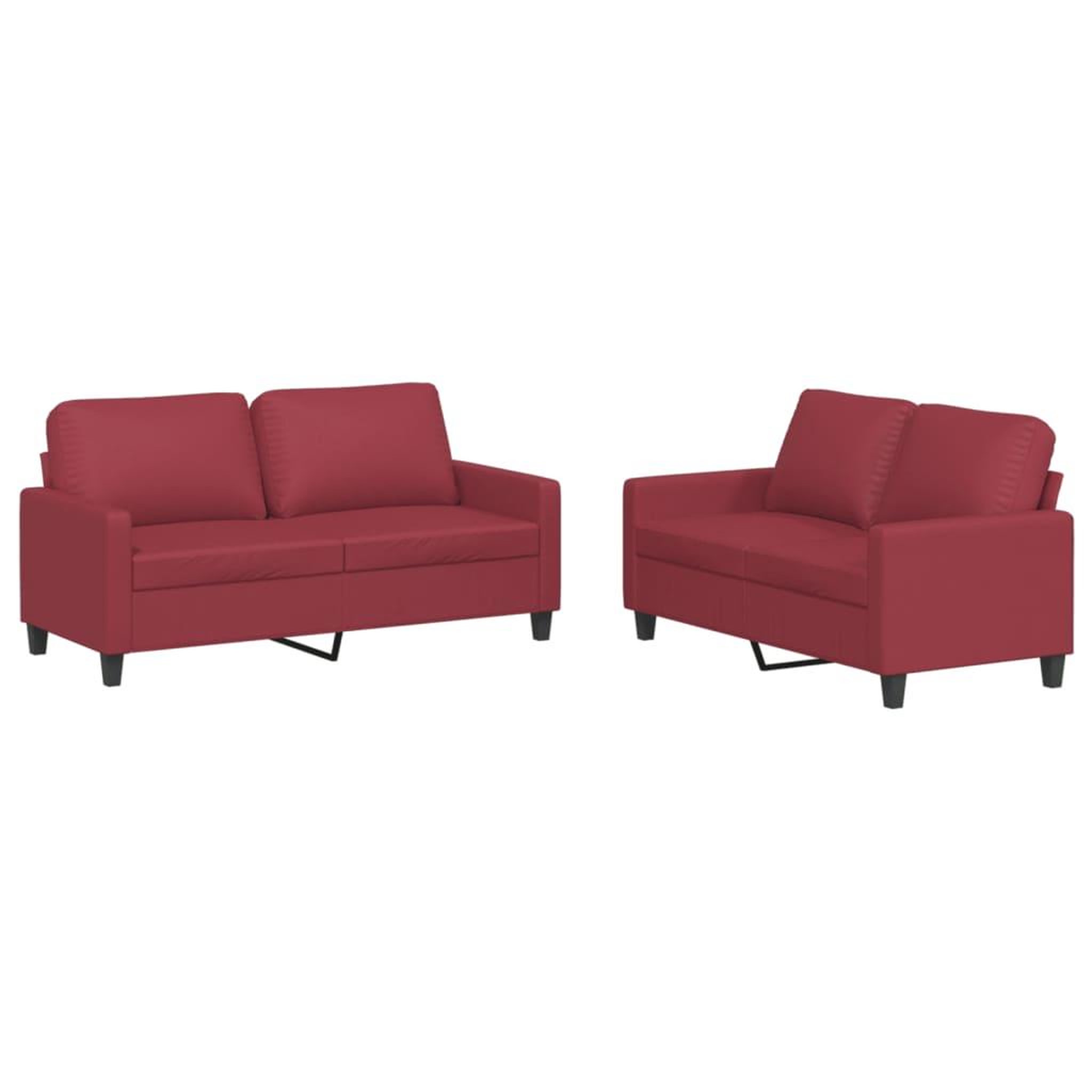 Voir la diapositive 2 : VIDAXL Ensemble de canapes 2 pcs et coussins Rouge bordeaux Similicuir