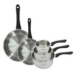 Fackelmann Set 2 poêles 24 et 28 cm et 3 casseroles 12 16 et 20 cm en inox Fackelmann Geneva