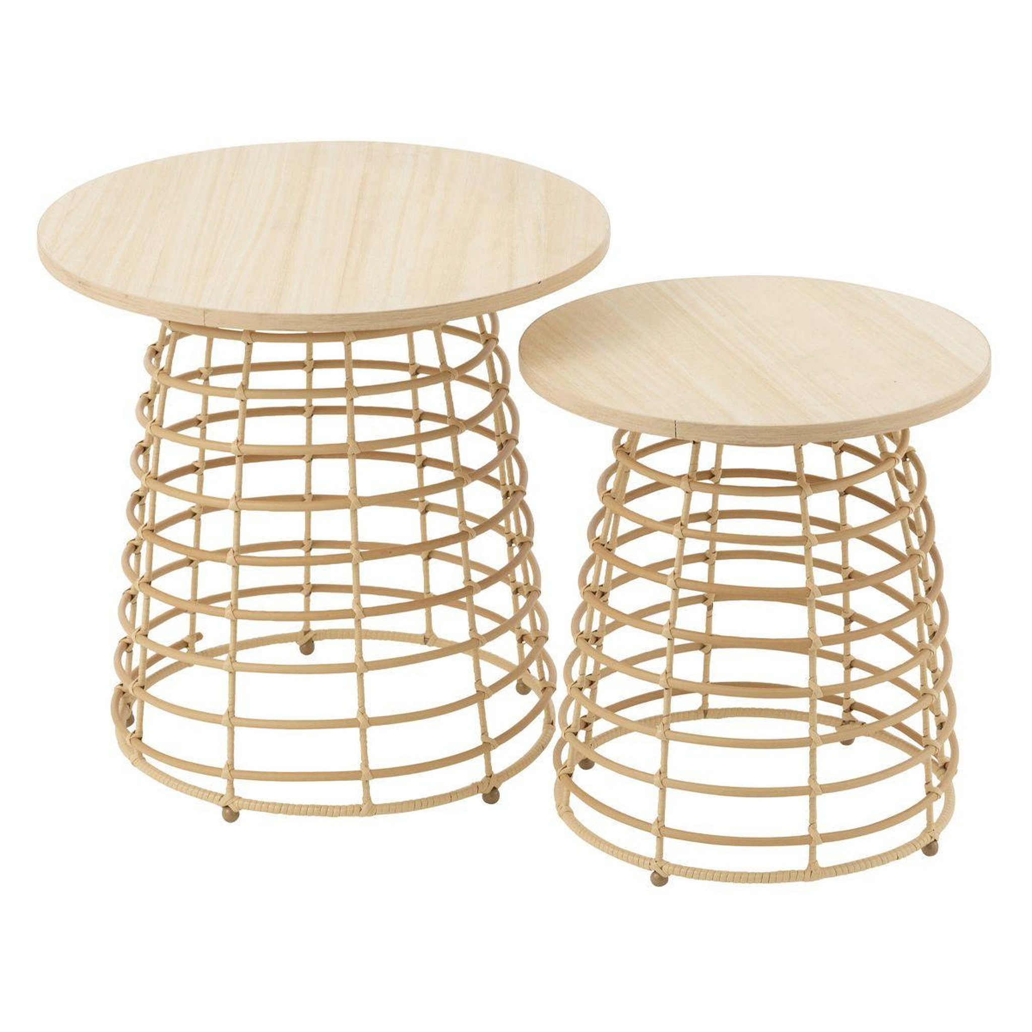 J-LINE Lot de 2 tables basses  circulaire  50cm naturel
