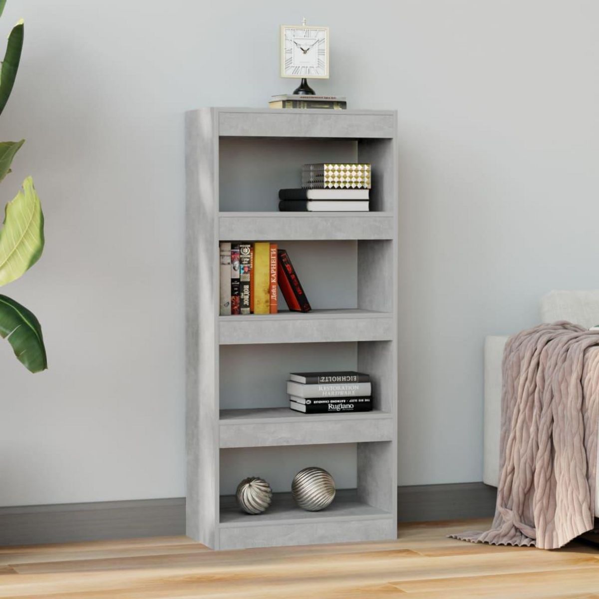 VIDAXL Bibliotheque/Separateur de piece Gris beton bois d'ingenierie