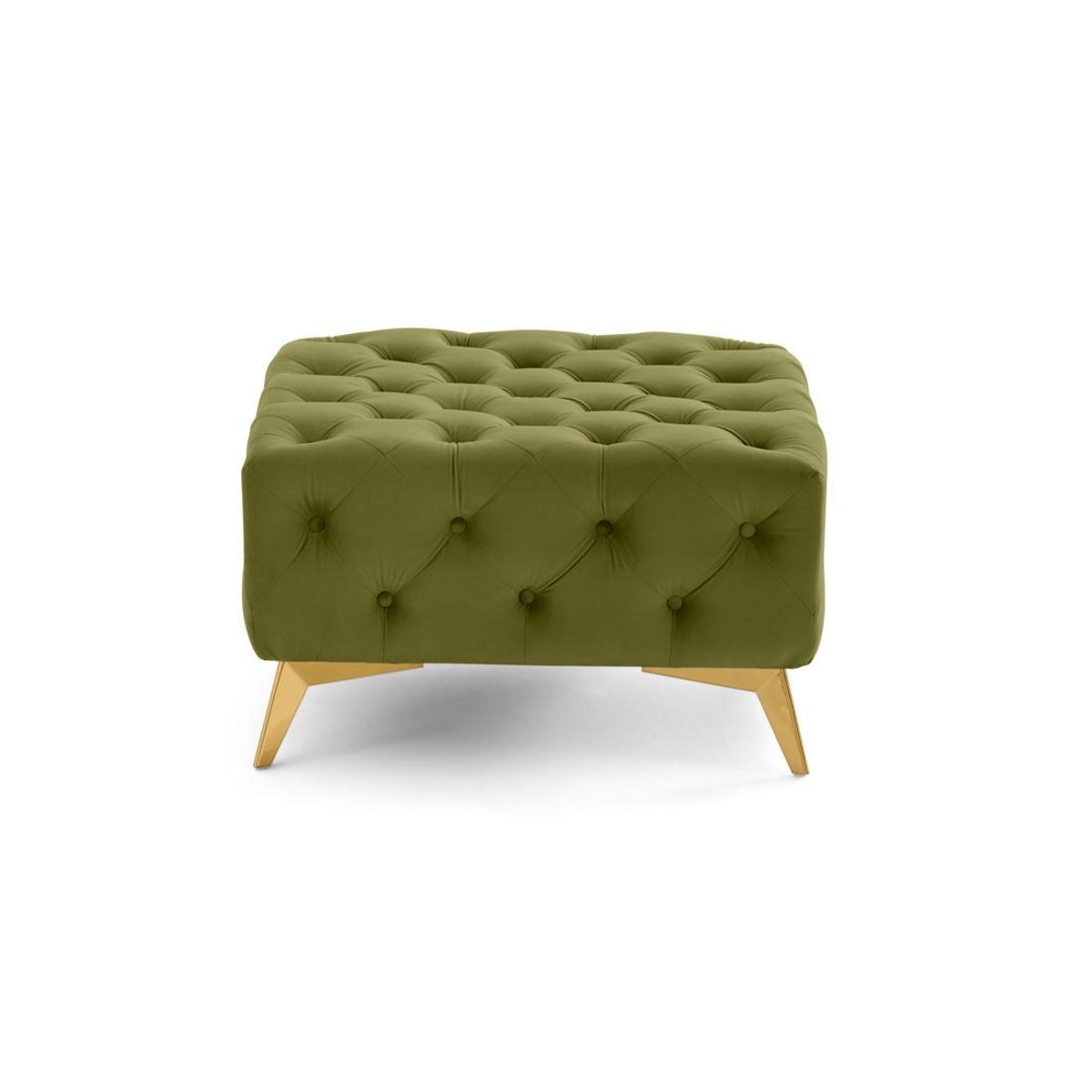 LISA DESIGN Camden - pouf chesterfield en velours - pieds en métal doré