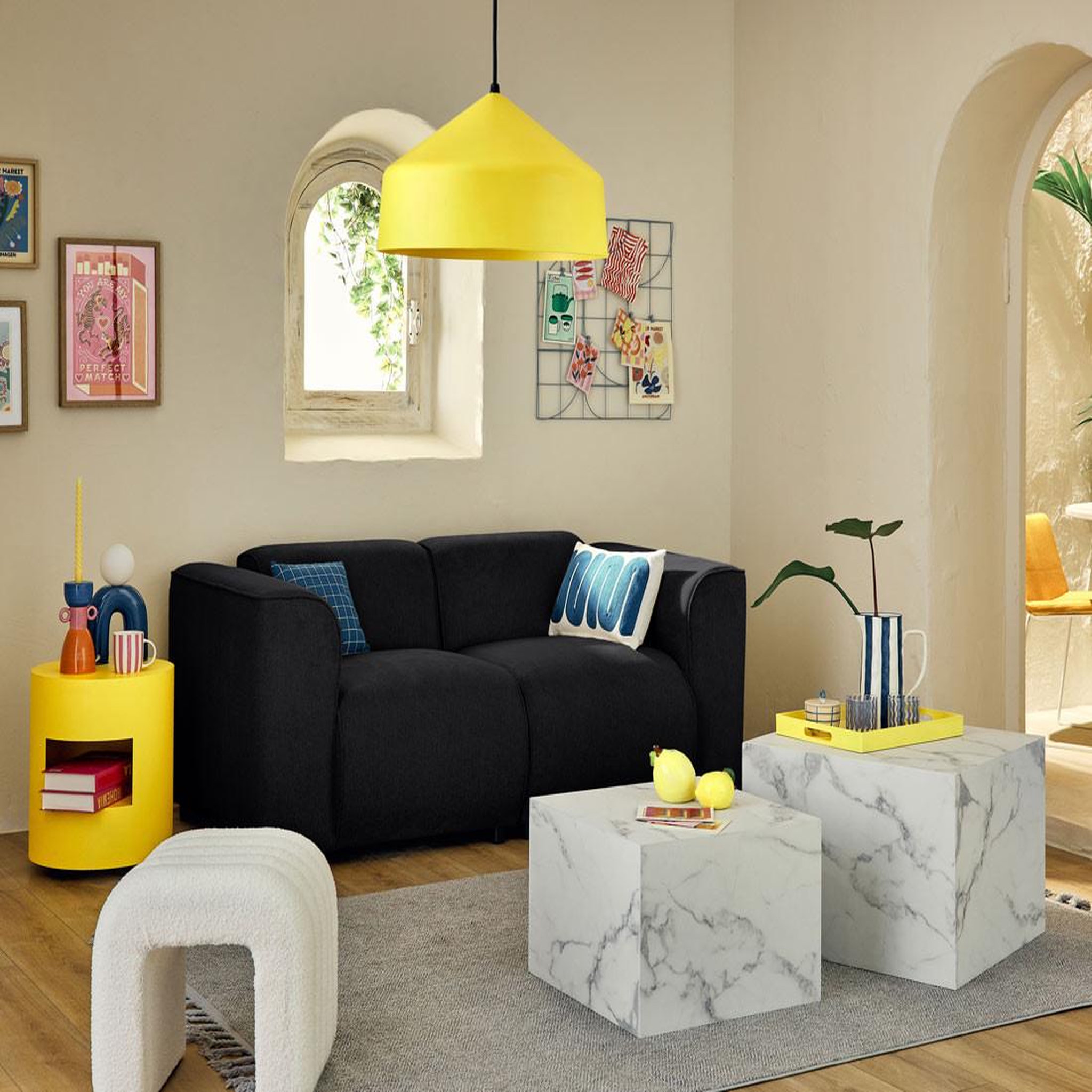 Voir la diapositive 2 : LISA DESIGN Suaro - module d'assise d'angle gauche en tissu texturé