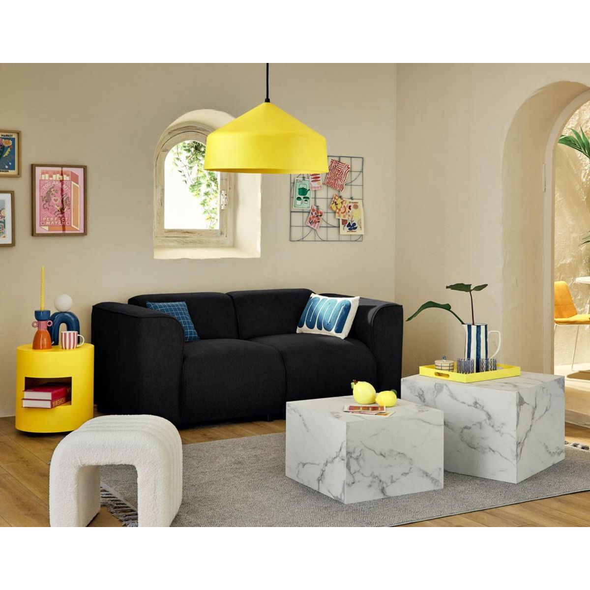 LISA DESIGN Suaro - module d'assise d'angle gauche en tissu texturé