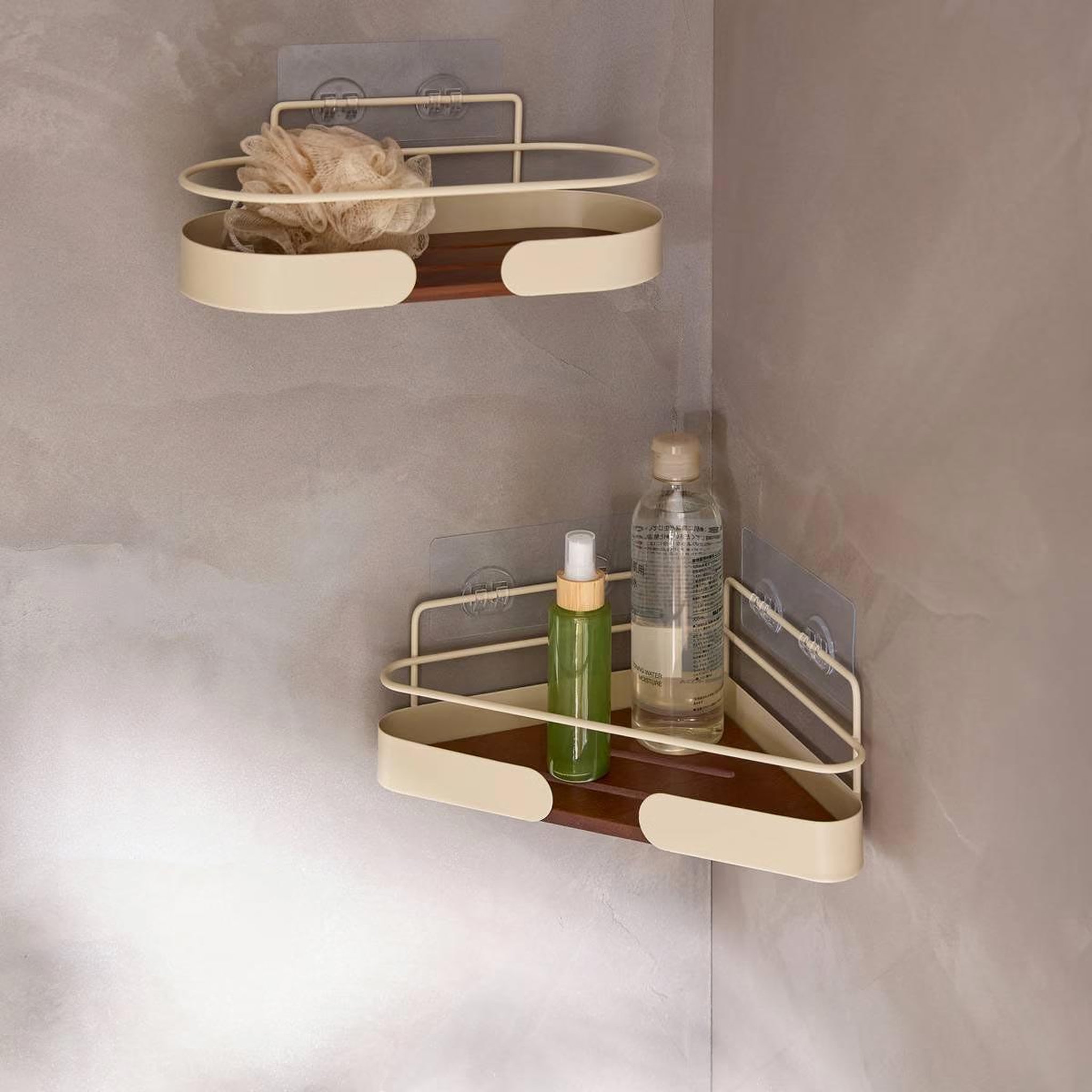Voir la diapositive 4 : FIVE Étagère d'angle de douche  argiléo  28cm beige