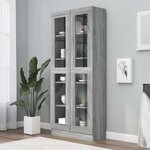 VIDAXL Armoire a vitrine Sonoma gris 82,5x30,5x185,5cm Bois ingenierie