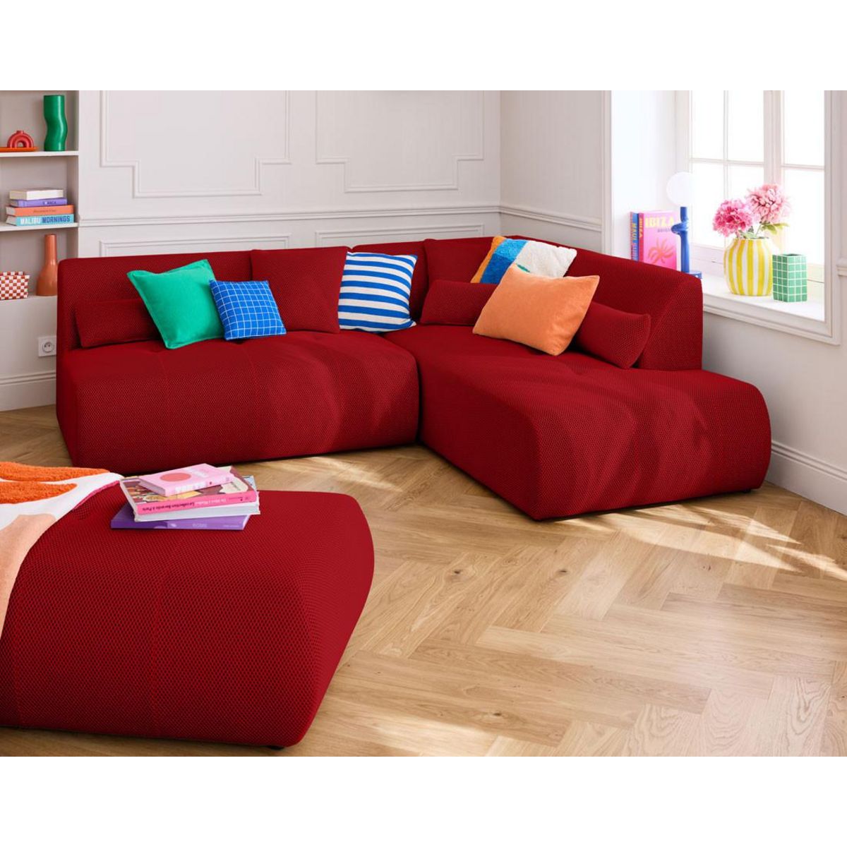 LISA DESIGN Onyx - pouf d'appoint - en tissu mailles 3d