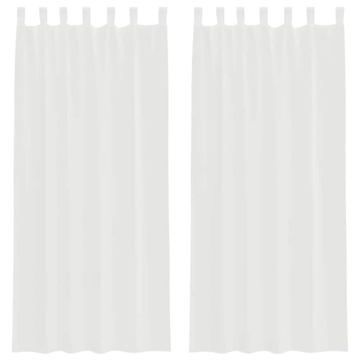 VIDAXL Rideaux en voile avec passe-tringles 2 pcs blanc