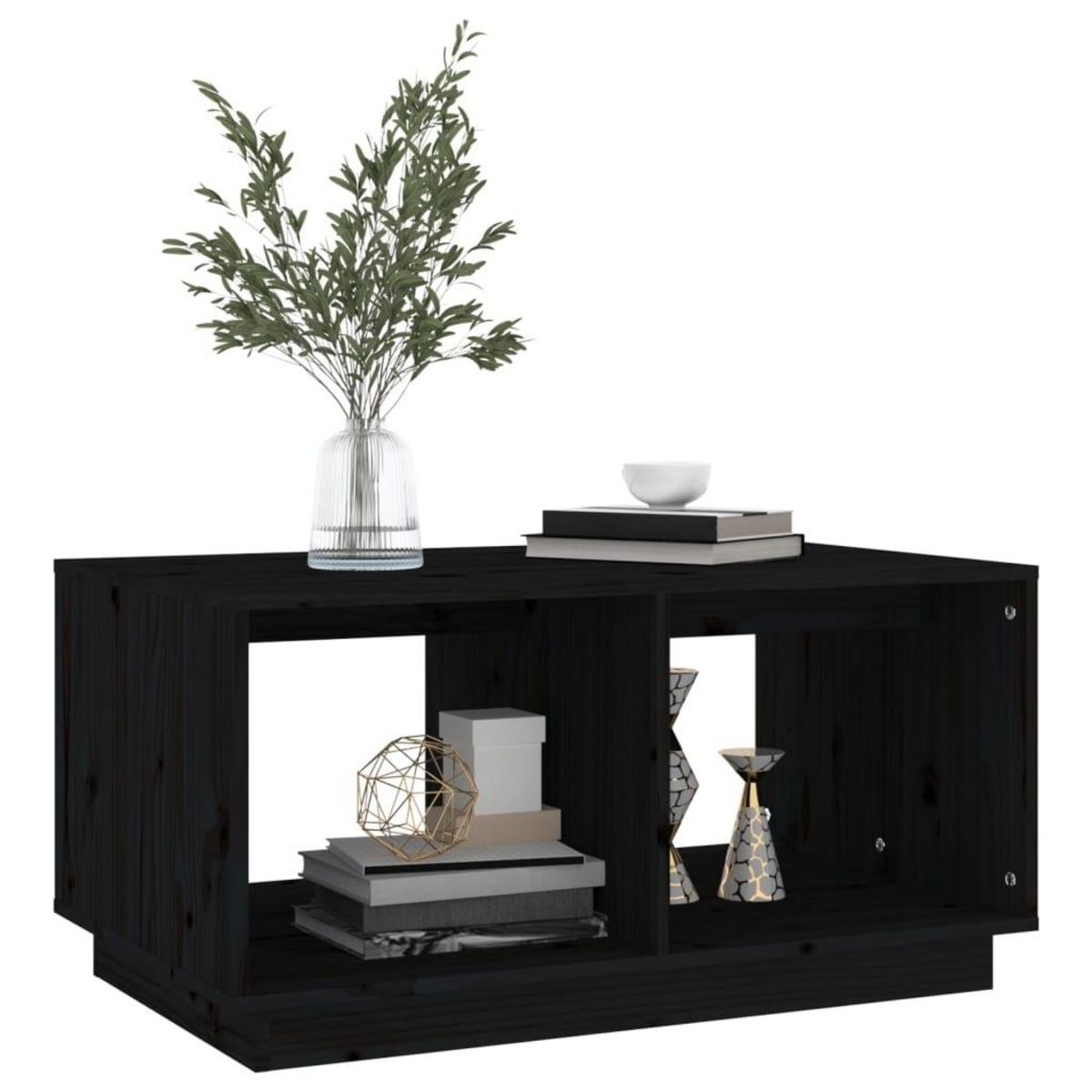 VIDAXL Table basse Noir 80x50x40 cm Bois massif de pin
