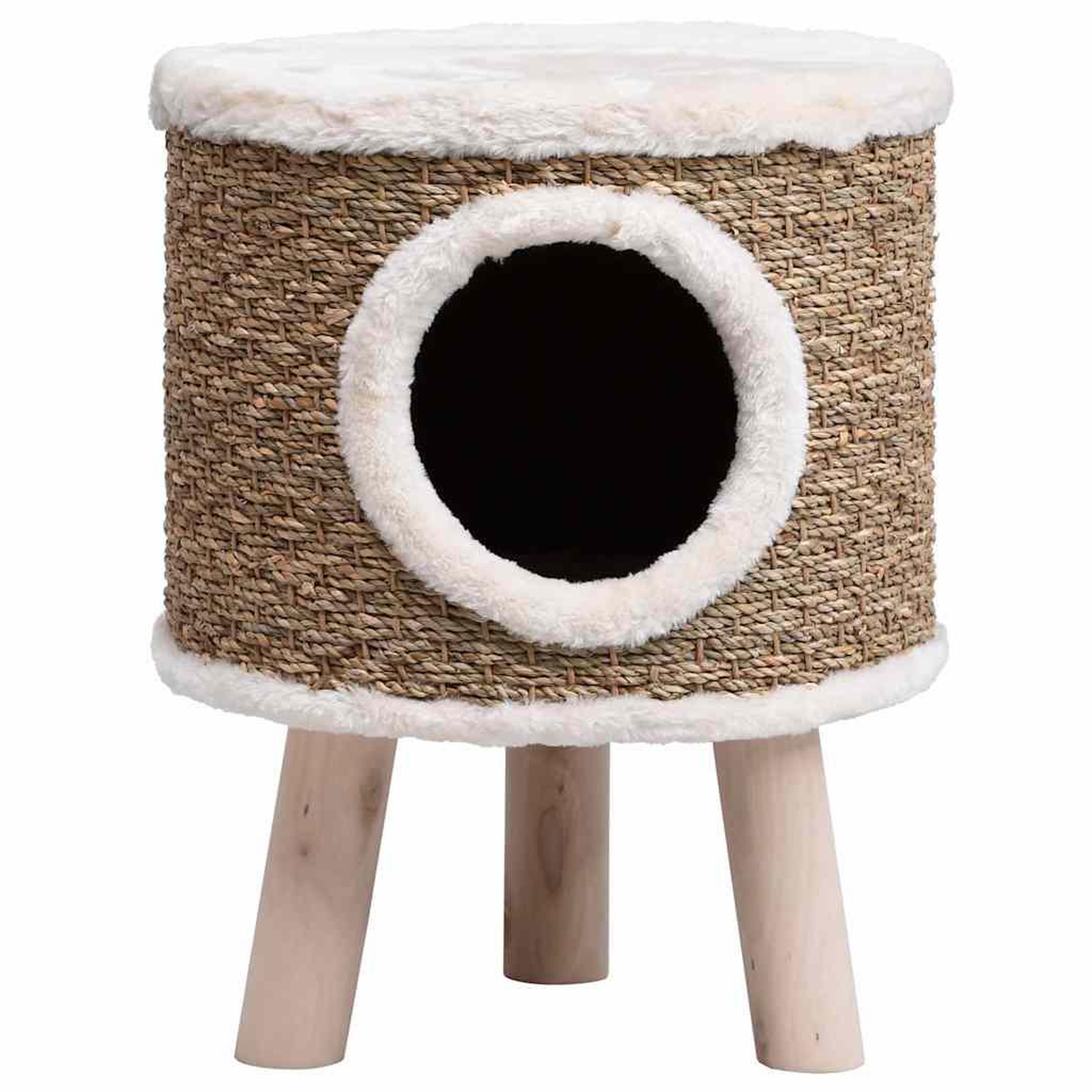 Voir la diapositive 5 : VIDAXL Maison pour chat avec pieds en bois 41 cm Herbiers marins