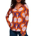 SUPERDRY Chemise Orange/ à Motifs Femme Superdry 70s Print. Coloris disponibles : Rose