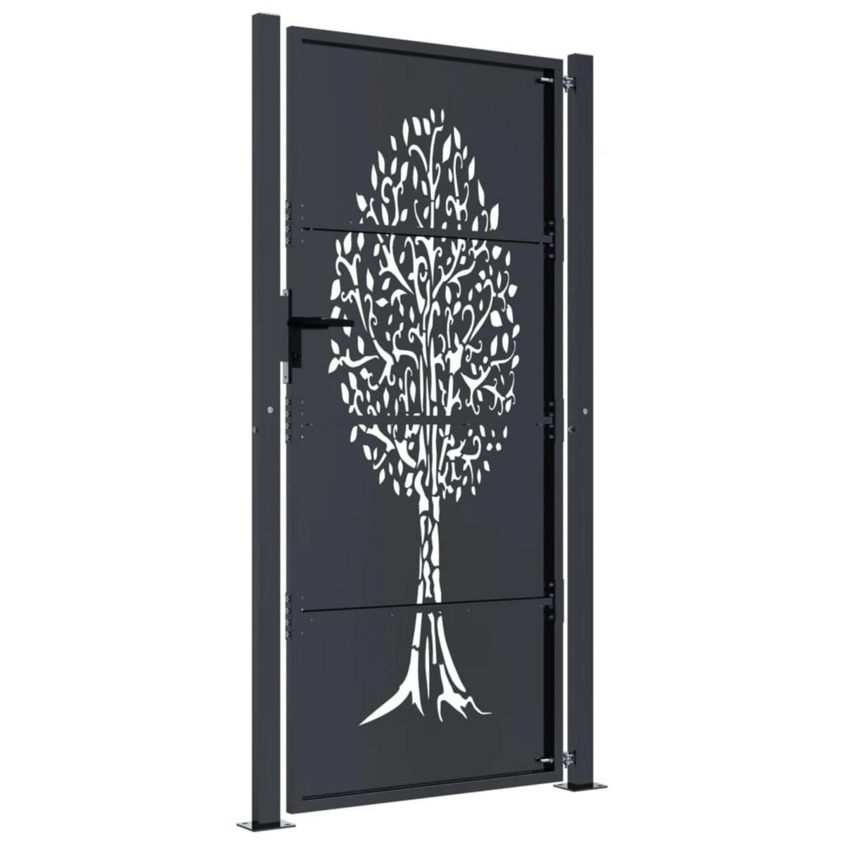 VIDAXL Portail de jardin anthracite 105x180cm acier conception d'arbre