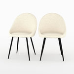 Rendez vous déco Lot de 2 chaises en tissu bouclé blanc cassé-Rona