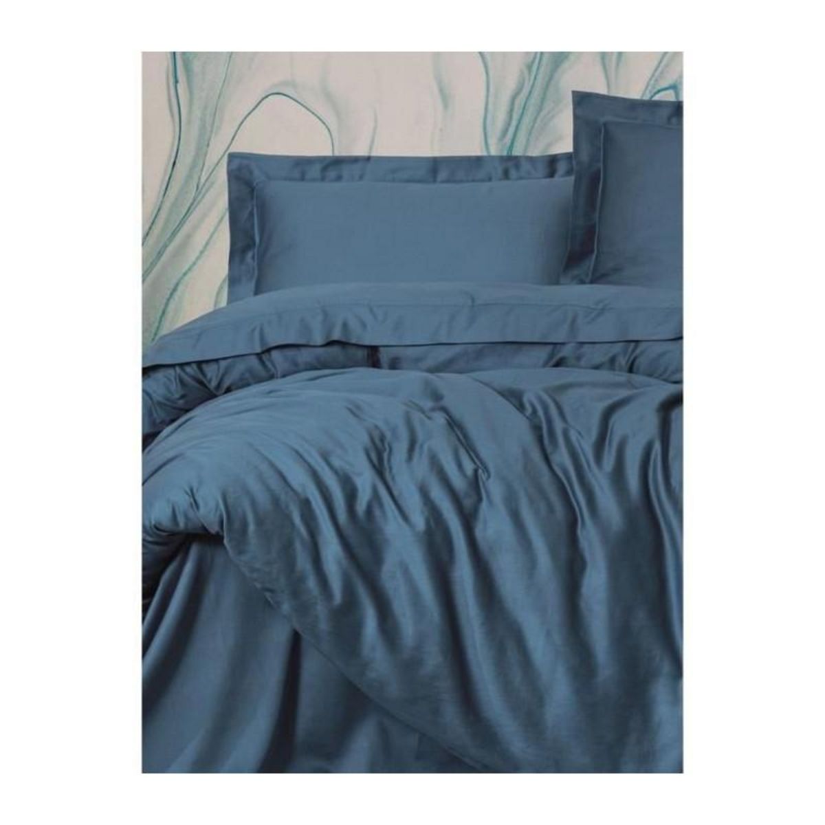 GENERIQUE Parure de lit - 129CTF24606 - 1 housse de couette 220 x 240 cm + 2 taies d'oreiller 60 x 60 cm - Satiné 100% coton - Bleu