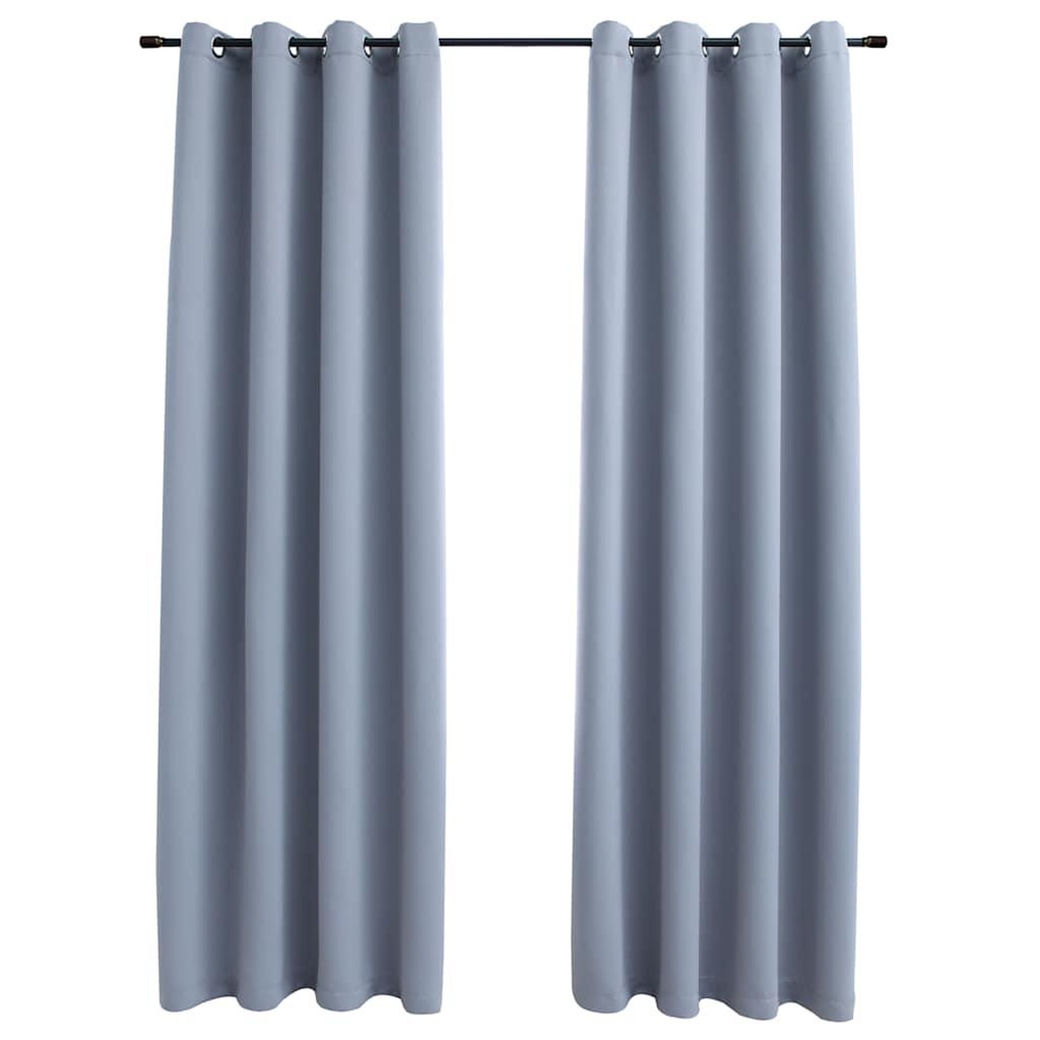 Voir la diapositive 2 : VIDAXL Rideaux occultants avec anneaux en metal 2 pcs Gris 140x175 cm
