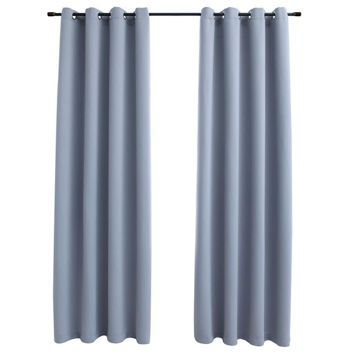 VIDAXL Rideaux occultants avec anneaux en metal 2 pcs Gris 140x175 cm