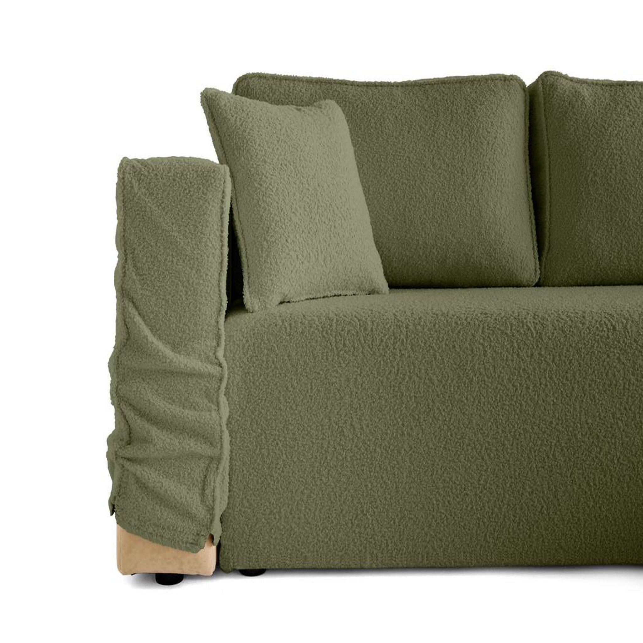 Voir la diapositive 2 : BEST MOBILIER Topaze - canapé d'angle déhoussable réversible 4 places en tissu bouclette