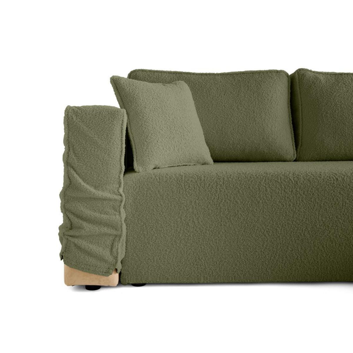 BEST MOBILIER Topaze - canapé d'angle déhoussable réversible 4 places en tissu bouclette