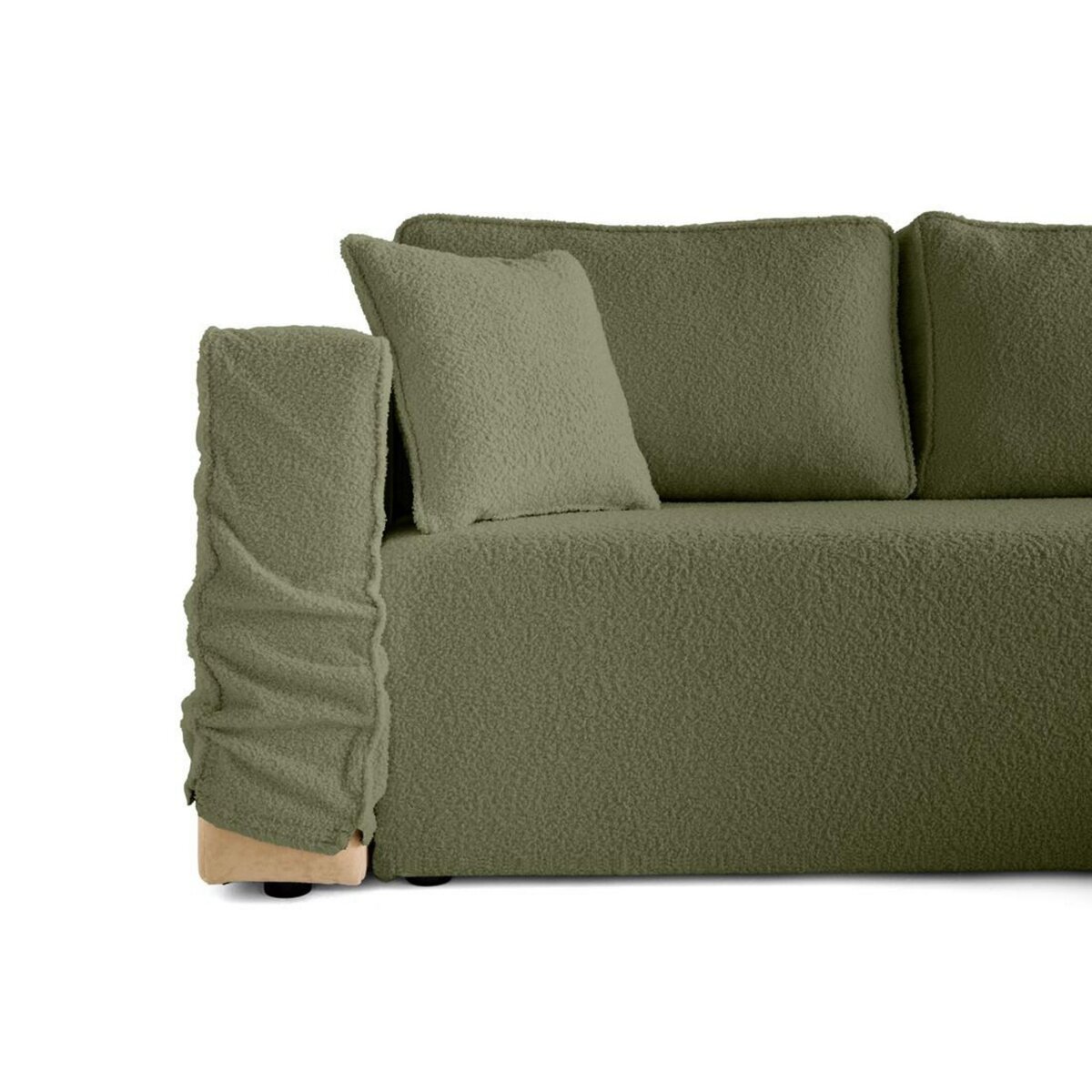 BEST MOBILIER Topaze - canapé d'angle déhoussable réversible 4 places en tissu bouclette