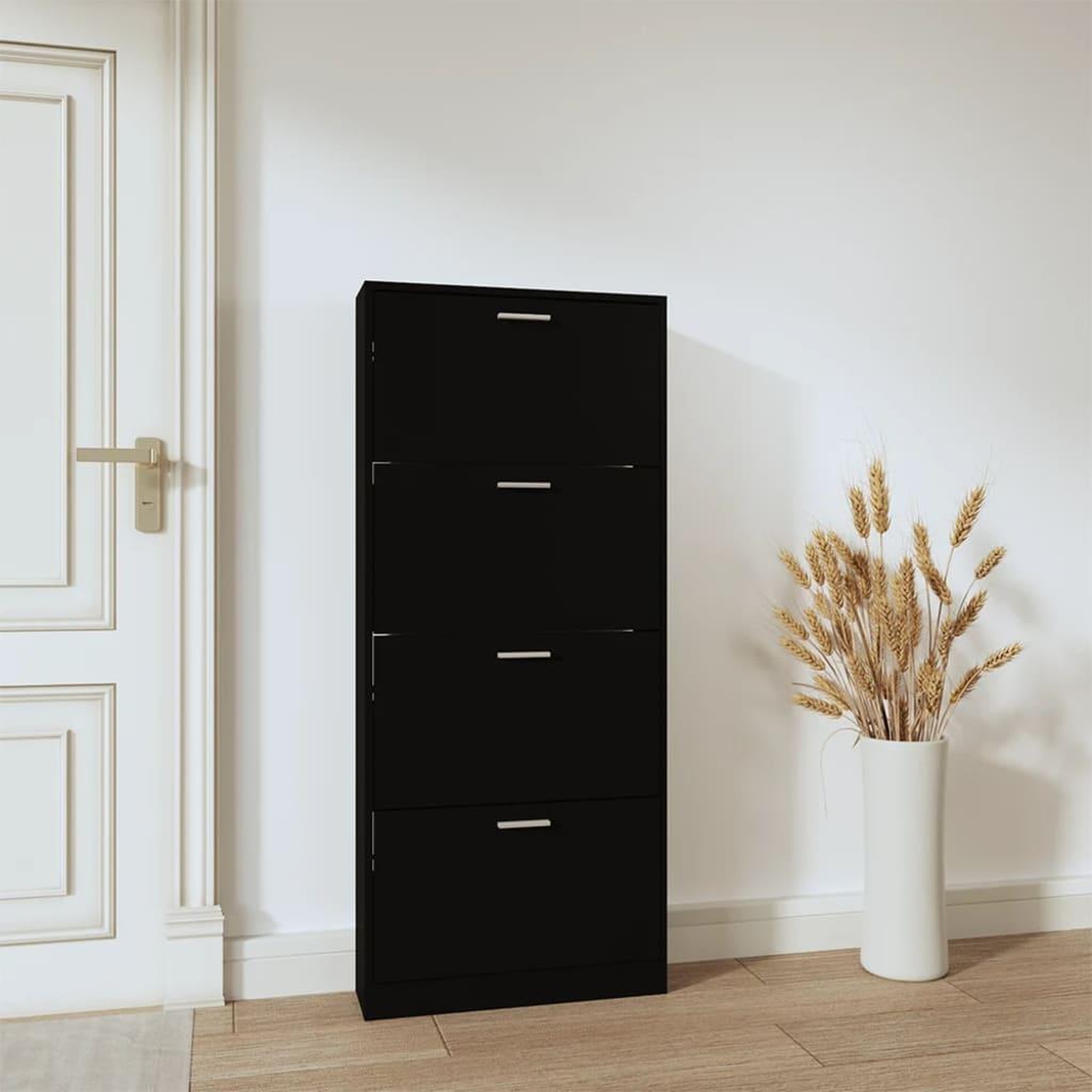 Voir la diapositive 3 : VIDAXL Armoire a chaussures Noir 59x17x150 cm Bois d'ingenierie