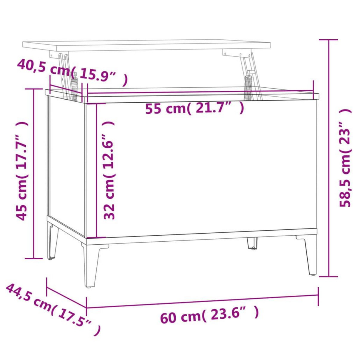 VIDAXL Table basse Chene sonoma 60x44,5x45 cm Bois d'ingenierie