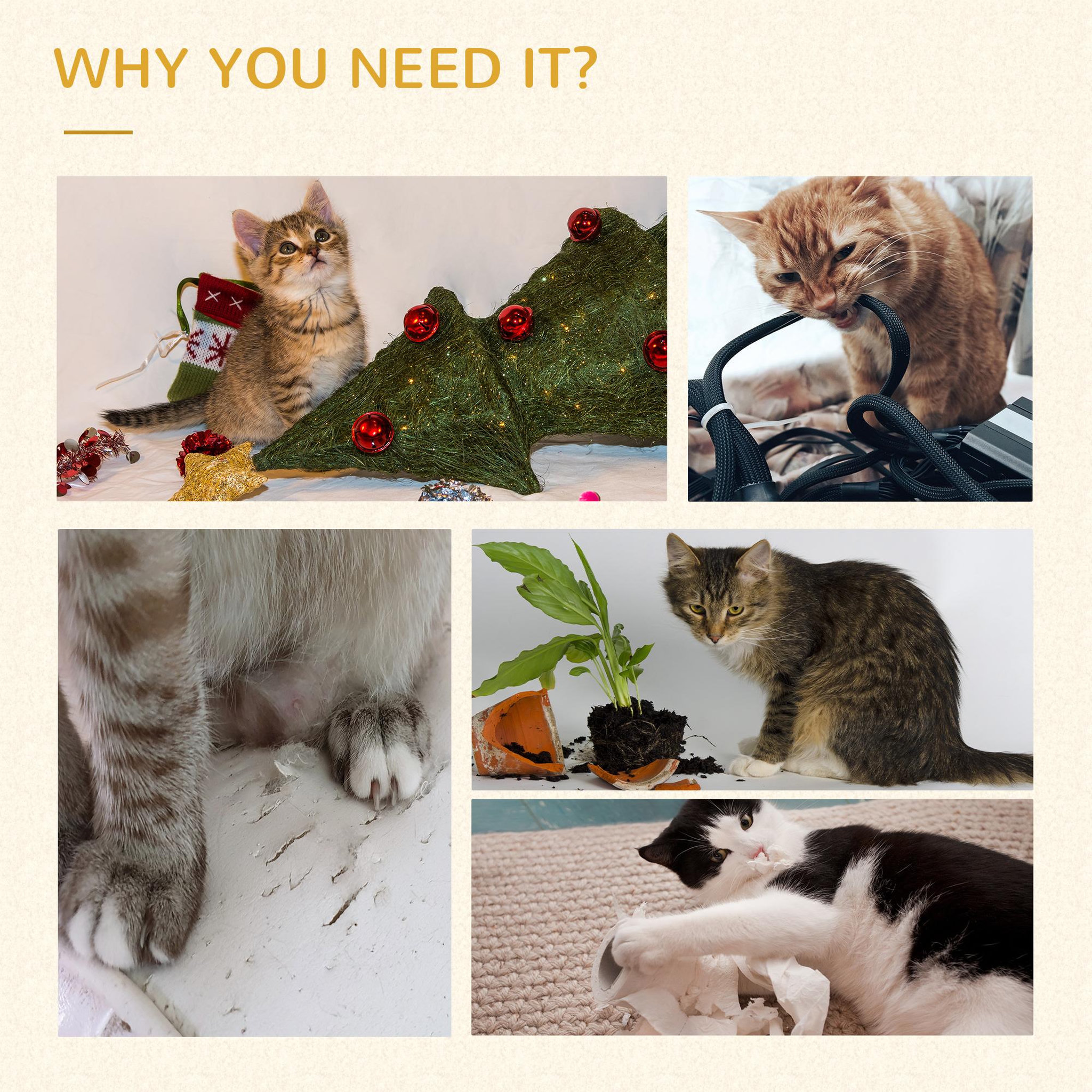 Voir la diapositive 6 : PAWHUT Arbre à chats style cosy chic griffoirs sisal naturel grande niche plateforme échelle jeu boules tourniquet peluche courte cordes d'algues tressées