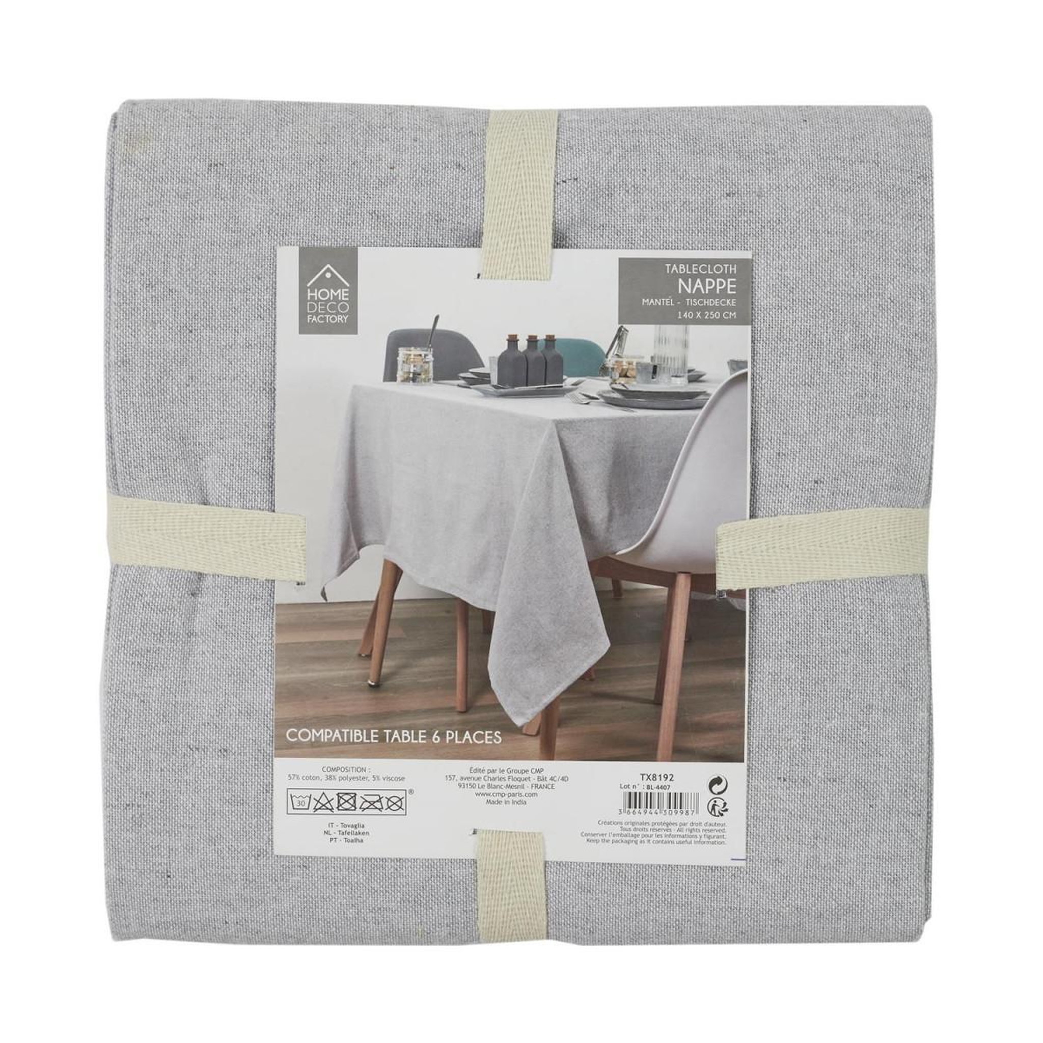 Voir la diapositive 3 : The Home Deco Factory Nappe rectangulaire  tolma  140x250cm gris