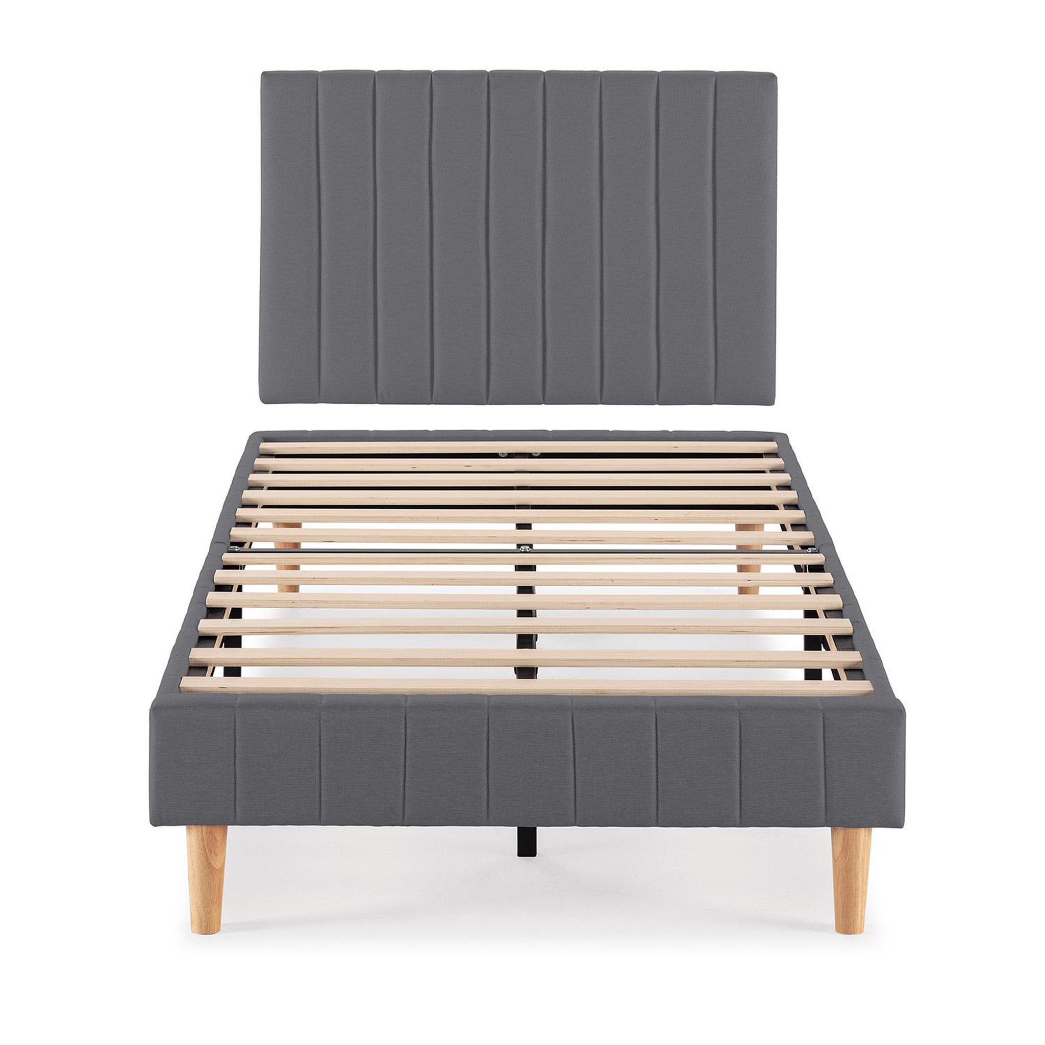 Voir la diapositive 3 : VS VENTA-STOCK Sommier + tête de lit Eris 90x190 cm Gris foncé