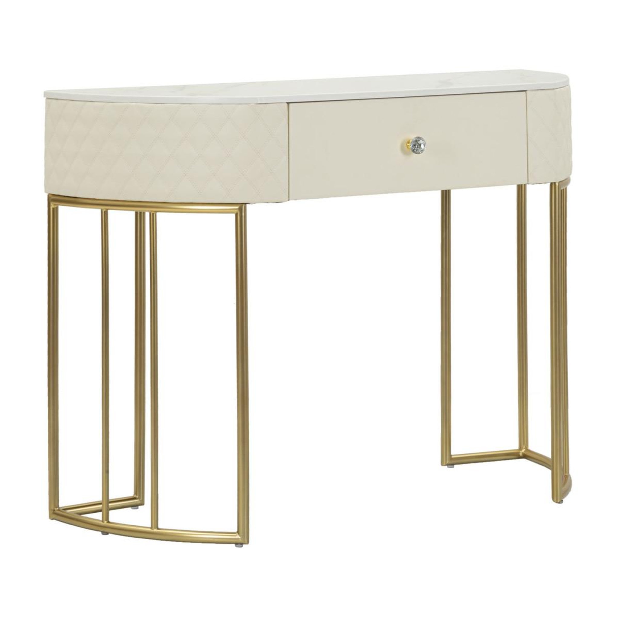 Paris Prix Console design effet marbre  sharon  100cm blanc & or