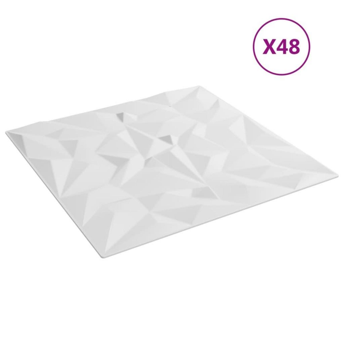 VIDAXL Panneaux muraux 48 pcs blanc 50x50 cm XPS 12 m² amethyste