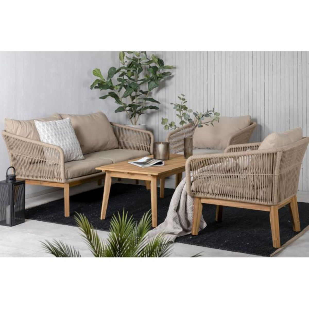 Paris Prix Salon de Jardin en Bois  Chania  164cm Beige