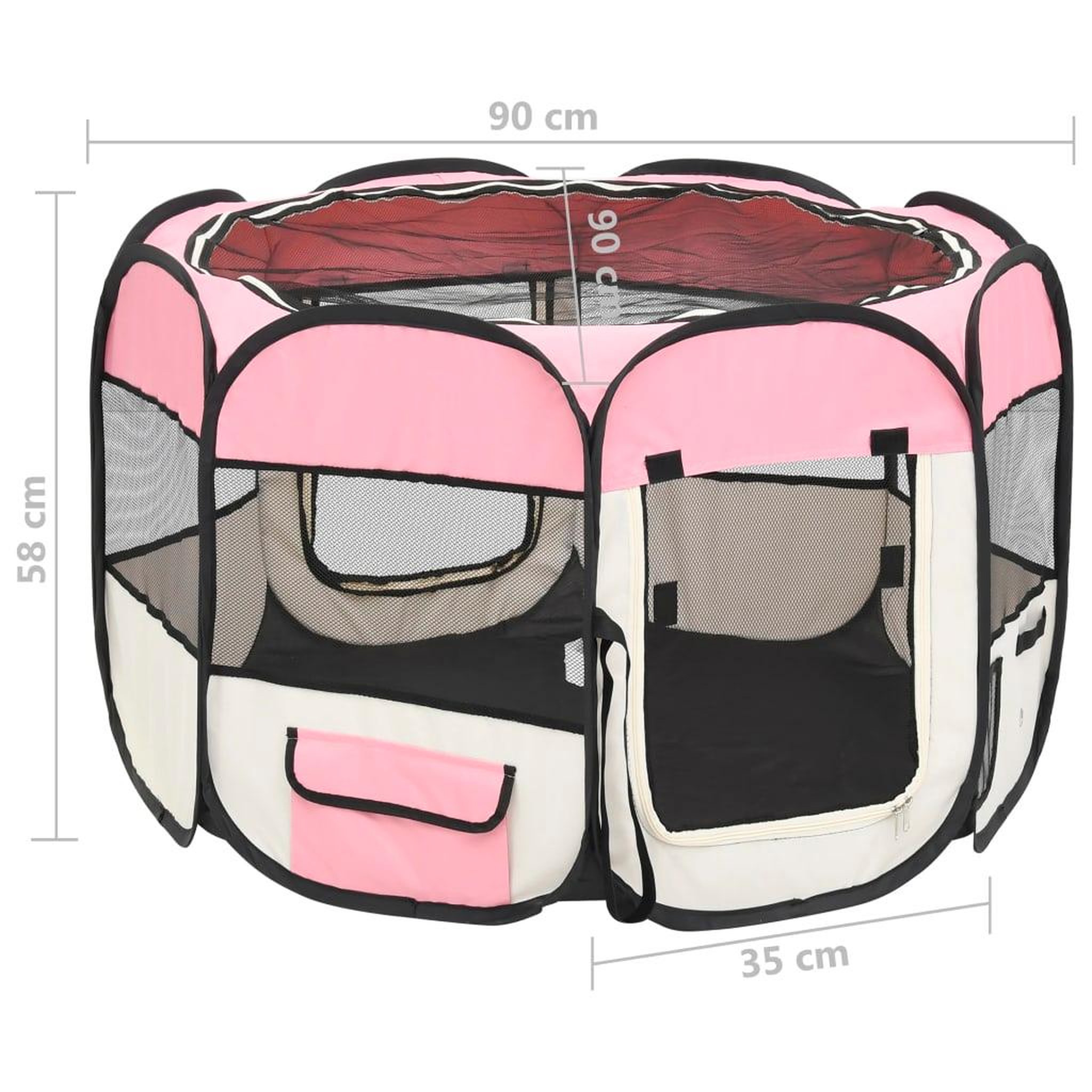 Voir la diapositive 6 : VIDAXL Parc pour chiens pliable avec sac de transport Rose 90x90x58 cm