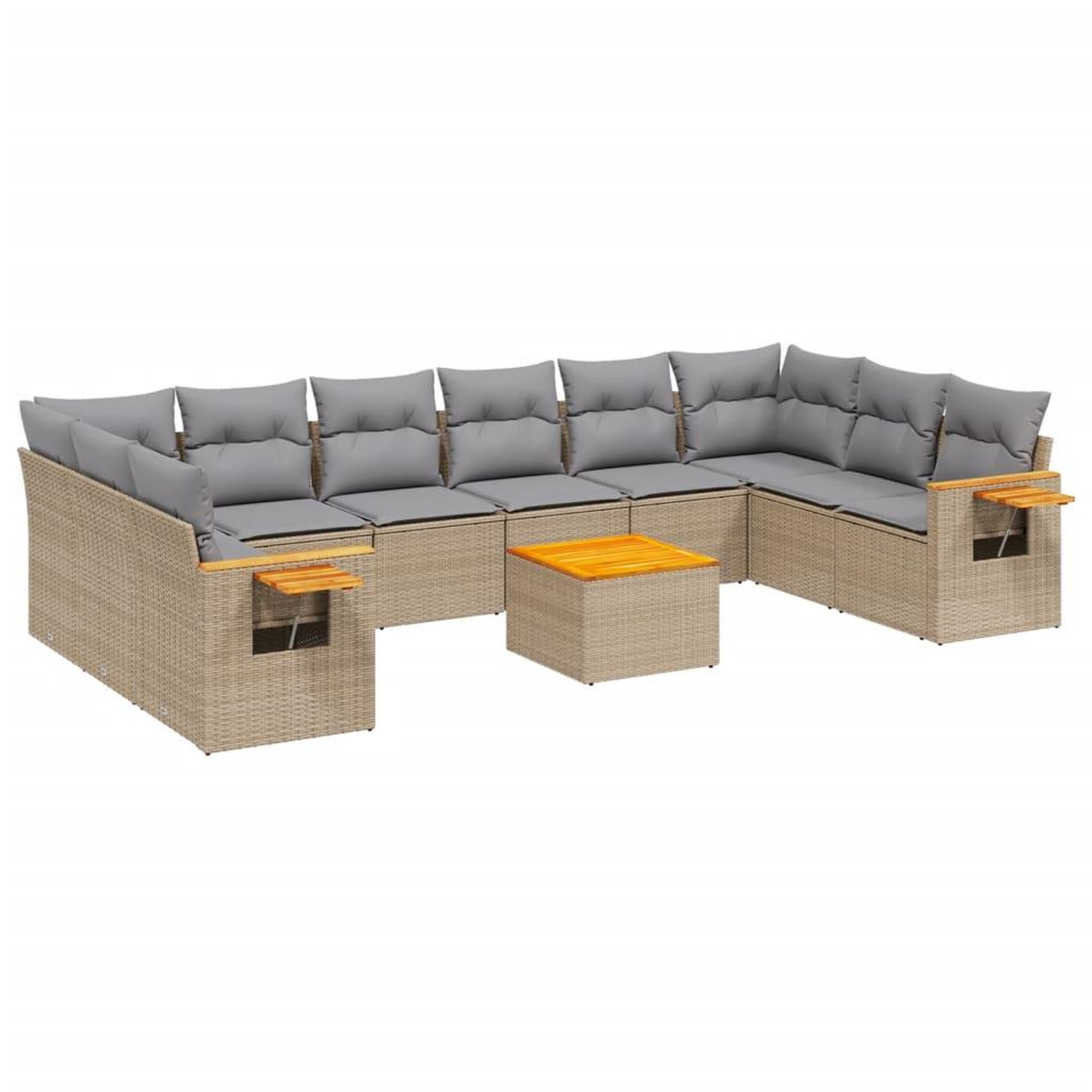 Voir la diapositive 2 : VIDAXL Salon de jardin 11 pcs avec coussins beige resine tressee