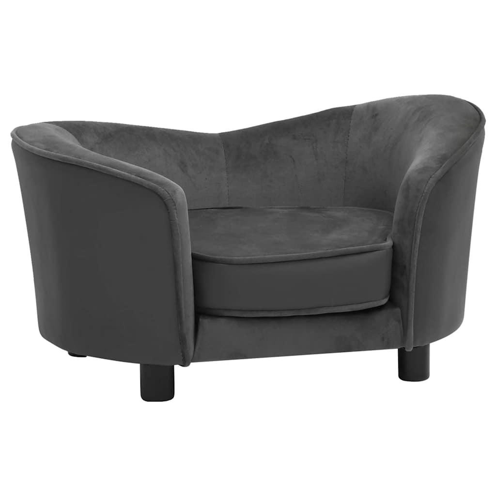 Voir la diapositive 2 : VIDAXL Canape pour chien gris fonce 69x49x40 cm peluche et similicuir