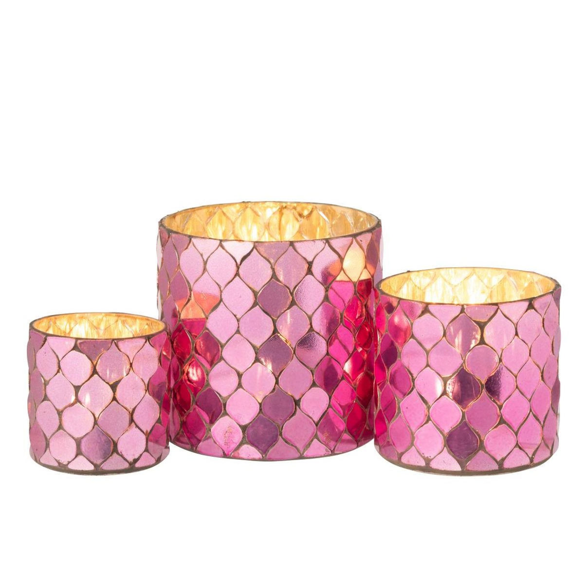Paris Prix Photophore Mosaïque en Verre  Pop  12cm Fuchsia
