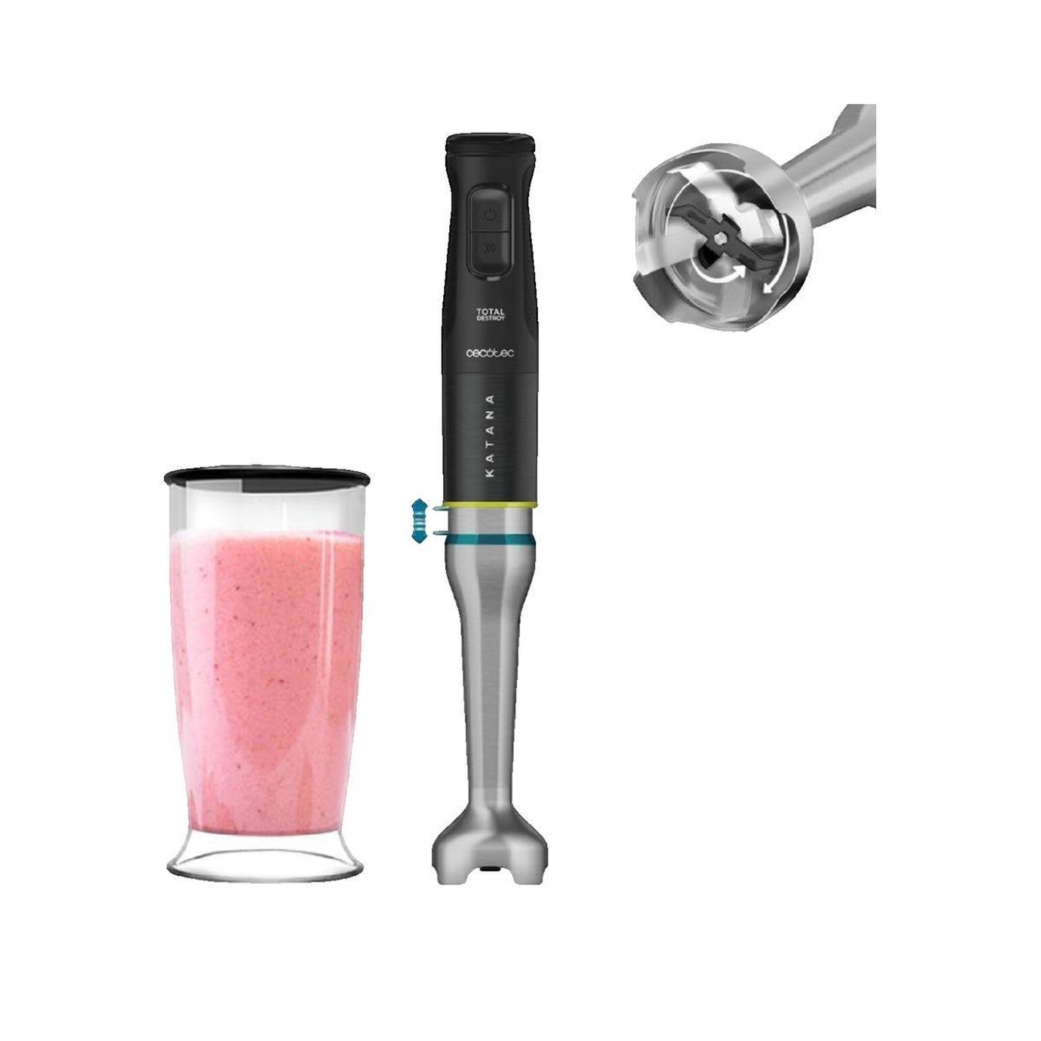 Voir la diapositive 1 : CECOTEC Mixeur plongeant Cecotec Katana 15 TotalDestroy titane noir