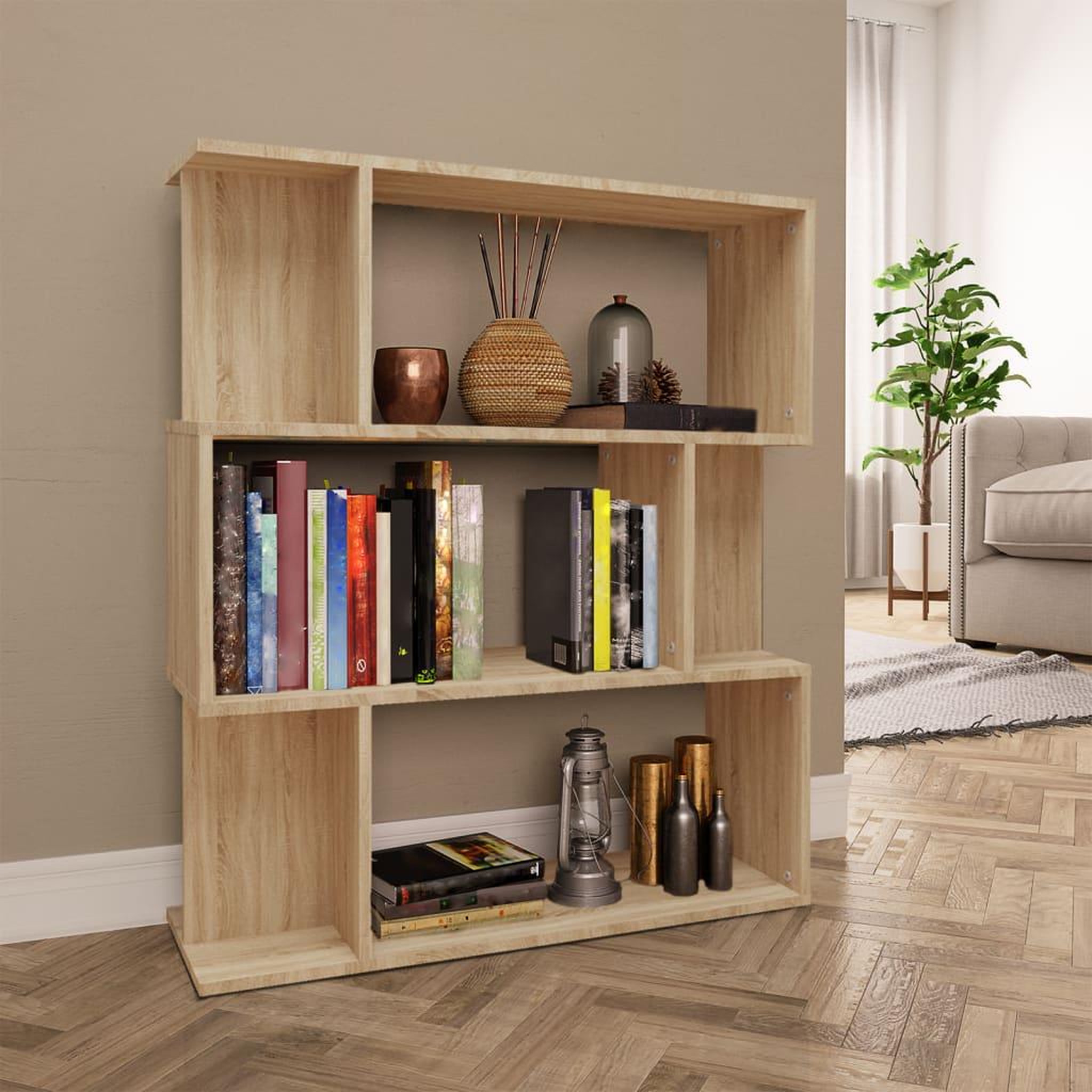 Voir la diapositive 1 : VIDAXL Bibliotheque/Separateur de piece Chene sonoma Bois d'ingenierie