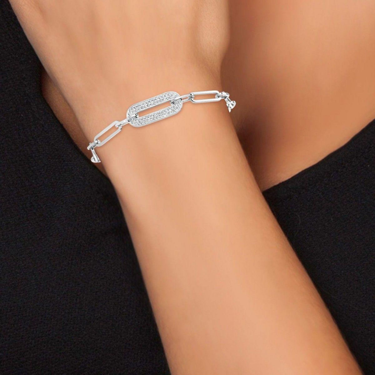 SC CRYSTAL Bracelet en acier inoxydable SC Crystal en Acier Rhodié argenté
