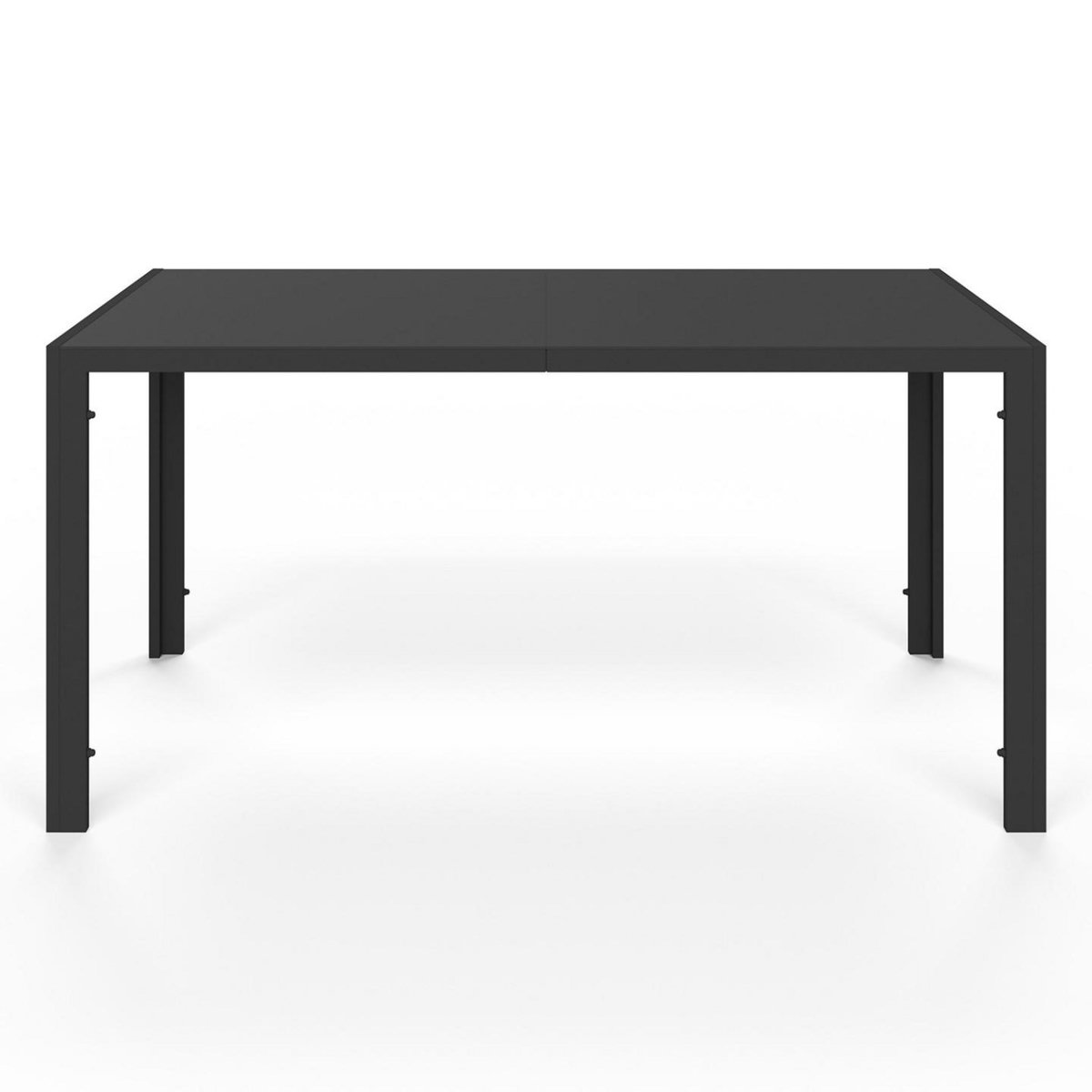 ID MARKET Salon de jardin MADEIRA table 150 cm et 6 chaises cordage et textilène noir et rotin clair