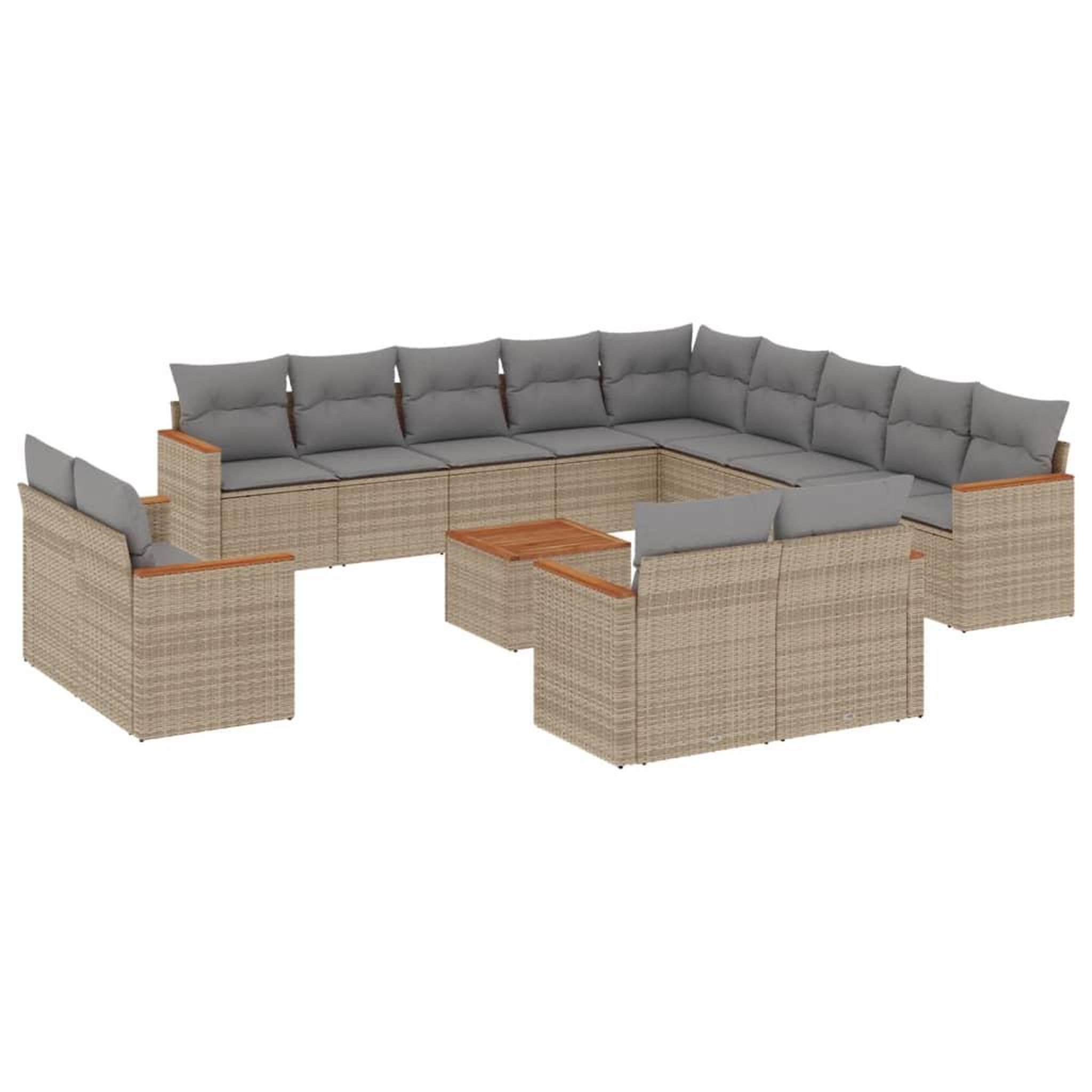 Voir la diapositive 2 : VIDAXL Salon de jardin avec coussins 14 pcs beige resine tressee
