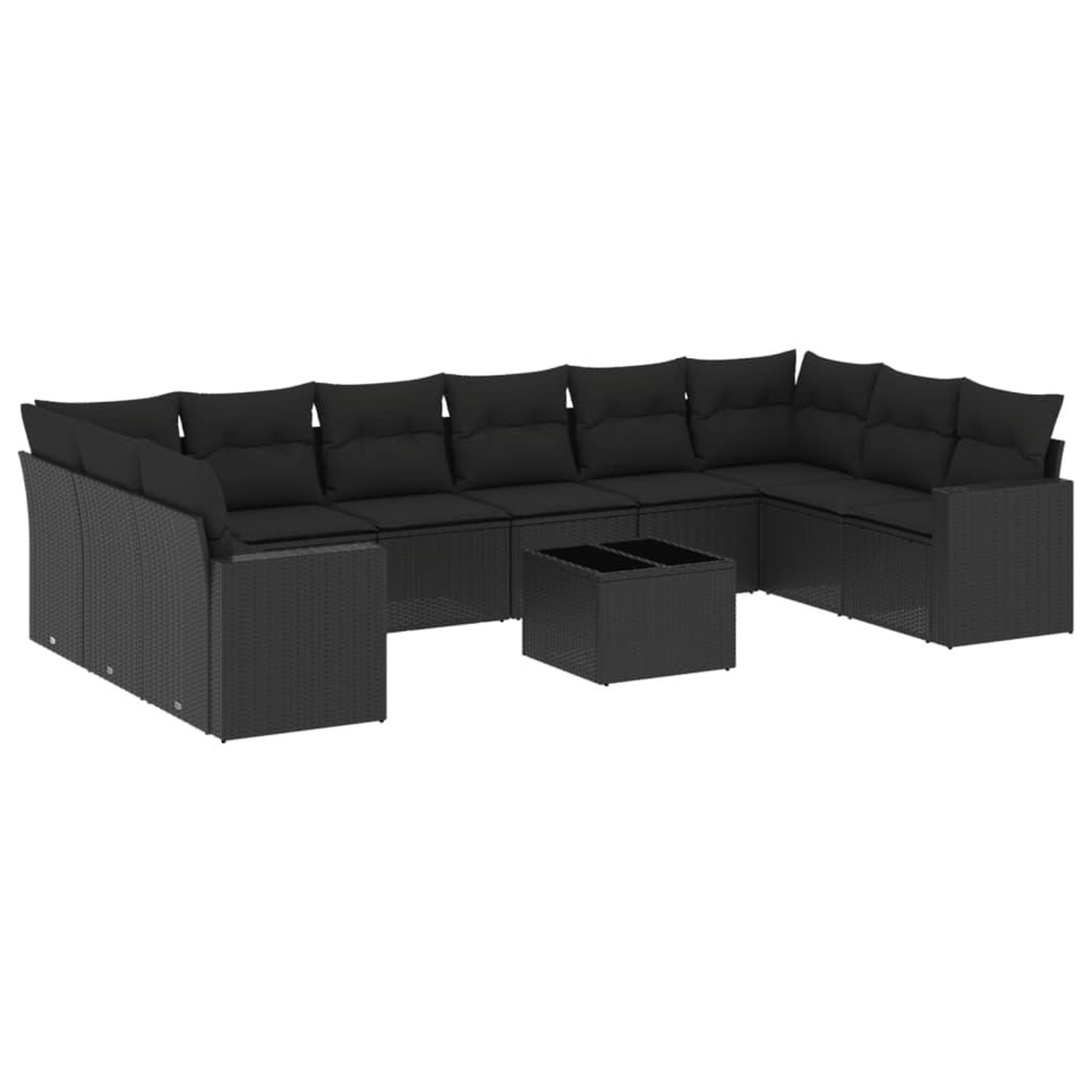 Voir la diapositive 2 : VIDAXL Salon de jardin 11 pcs avec coussins noir resine tressee