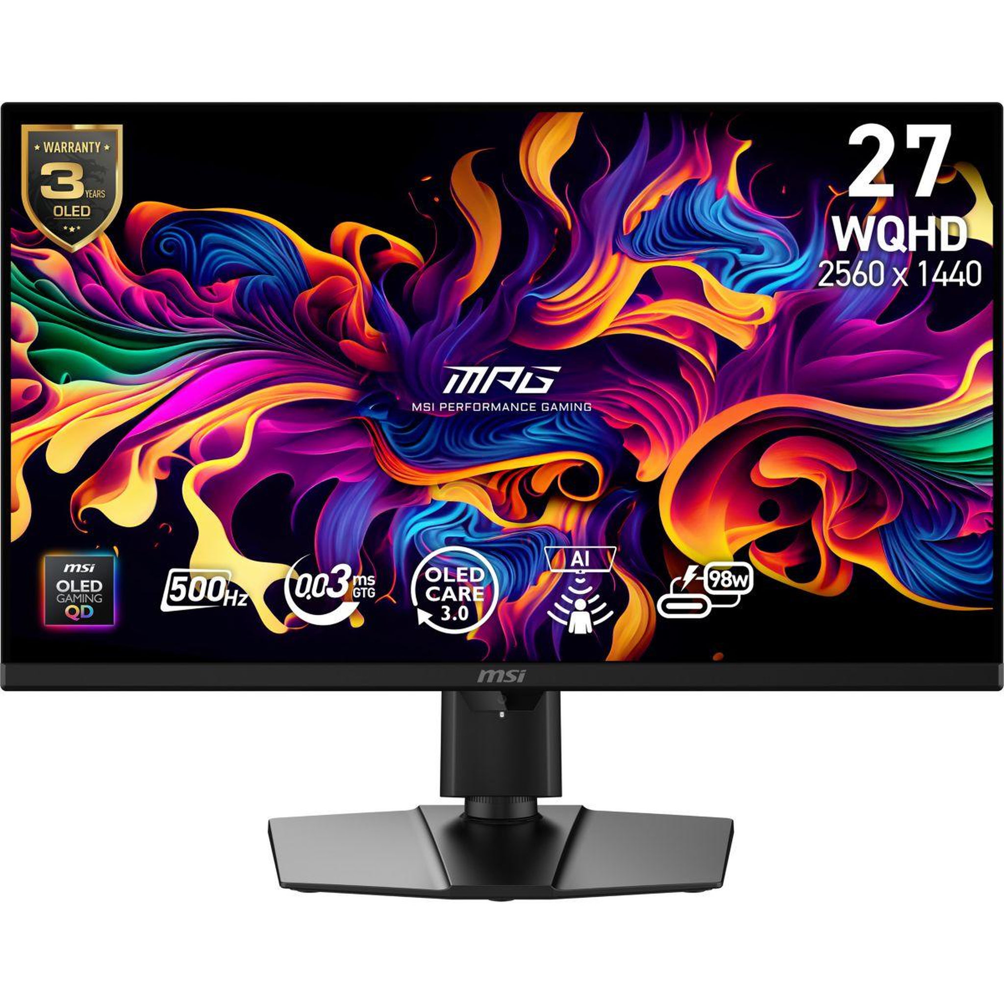 MSI Ecran pc gamer mpg 271qr 27  wqhd 500hz qd-oled hdr true black 500