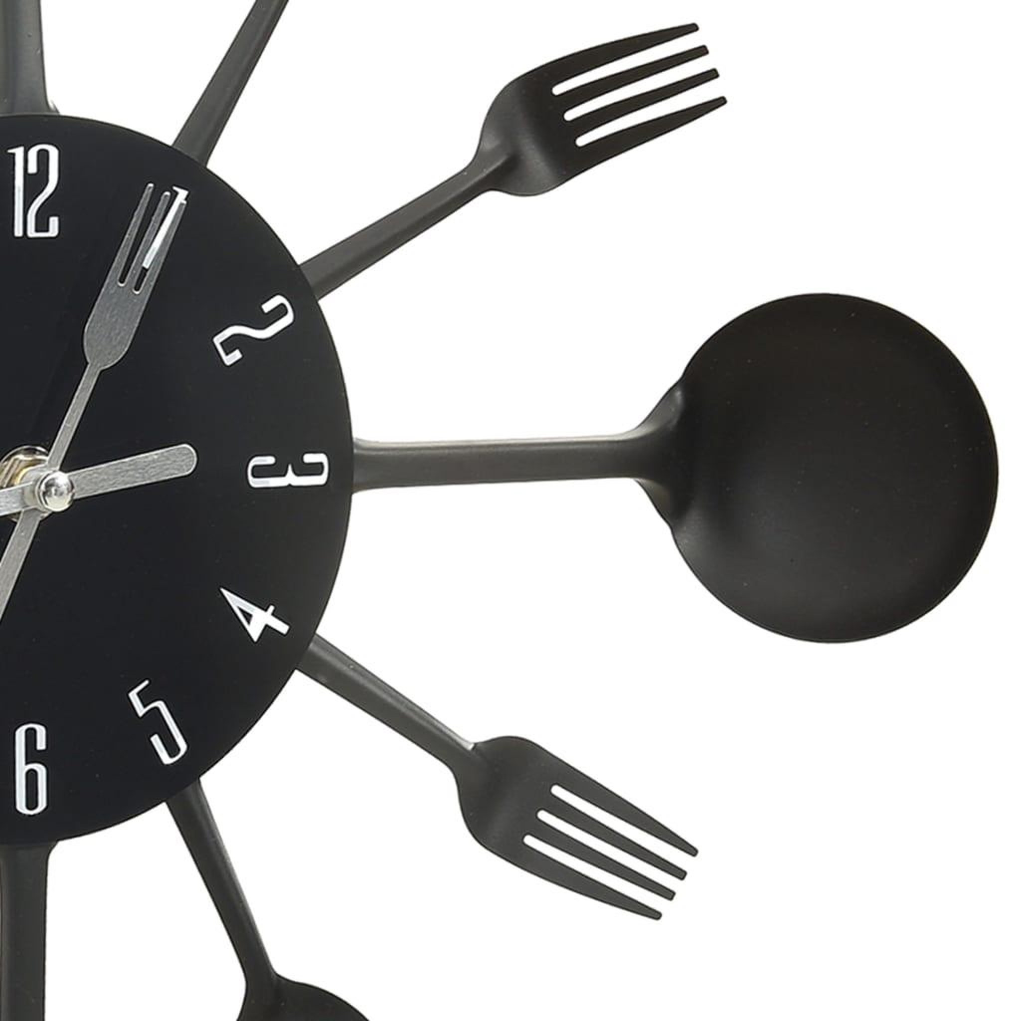Voir la diapositive 4 : VIDAXL Horloge murale et cuillere avec fourchette noir 40 cm aluminium
